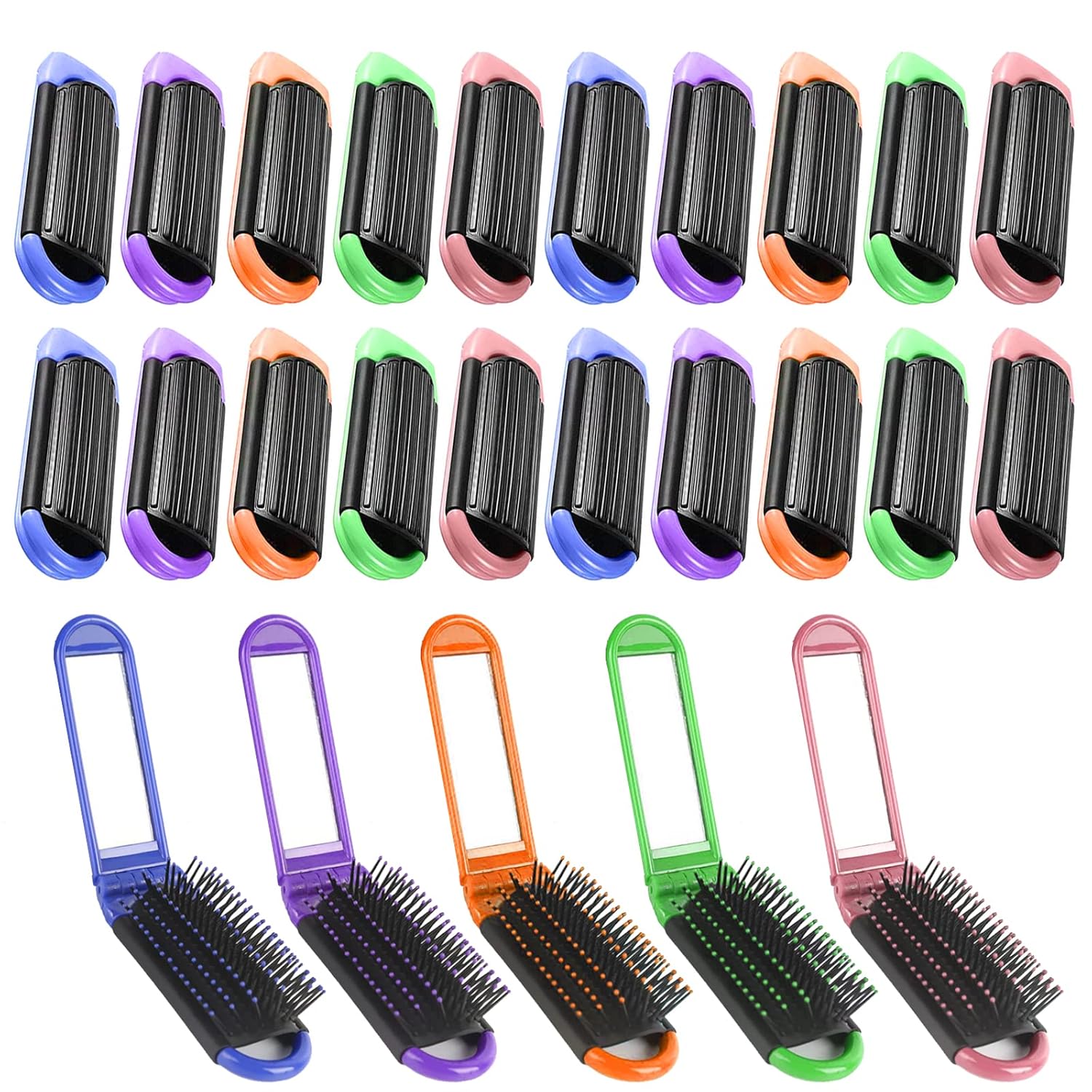 Merkaunis 20 Pcs Travel Hair Brush Portable Folding Hair