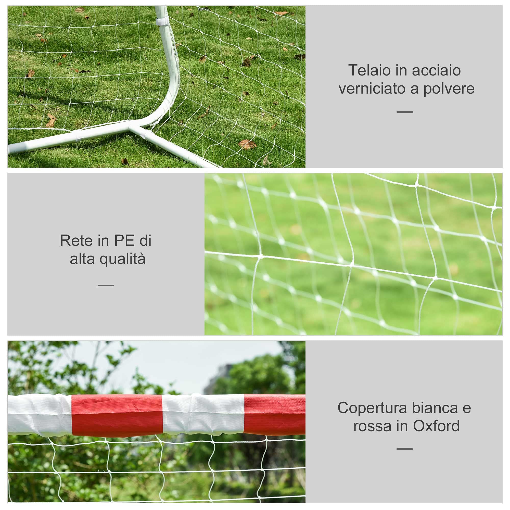 HOMCOM Rete da Calcio, Porta da Calcio per Adulti e Bambini 302x83x201cm | Calcetto, Plastica PE