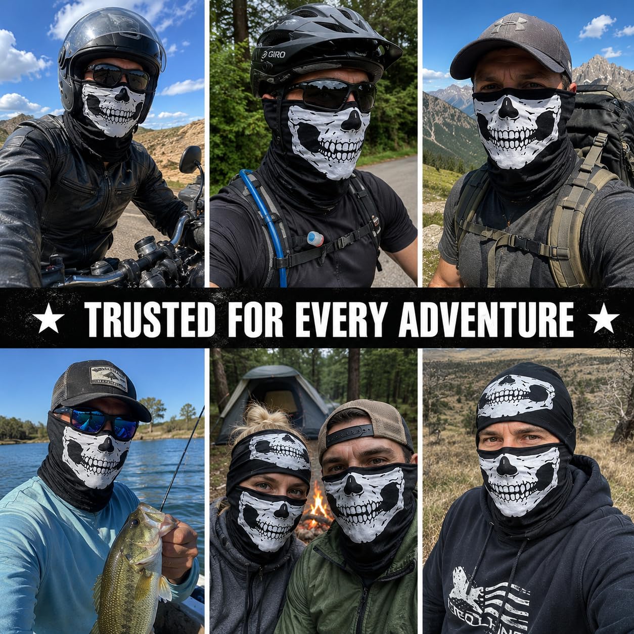 4 szt. maska z czaszką ocieplacz maska nakrycie głowy bandana maska na Halloween kominiarka oddychające maski na twarz komin na szyję szalik na motocykl
