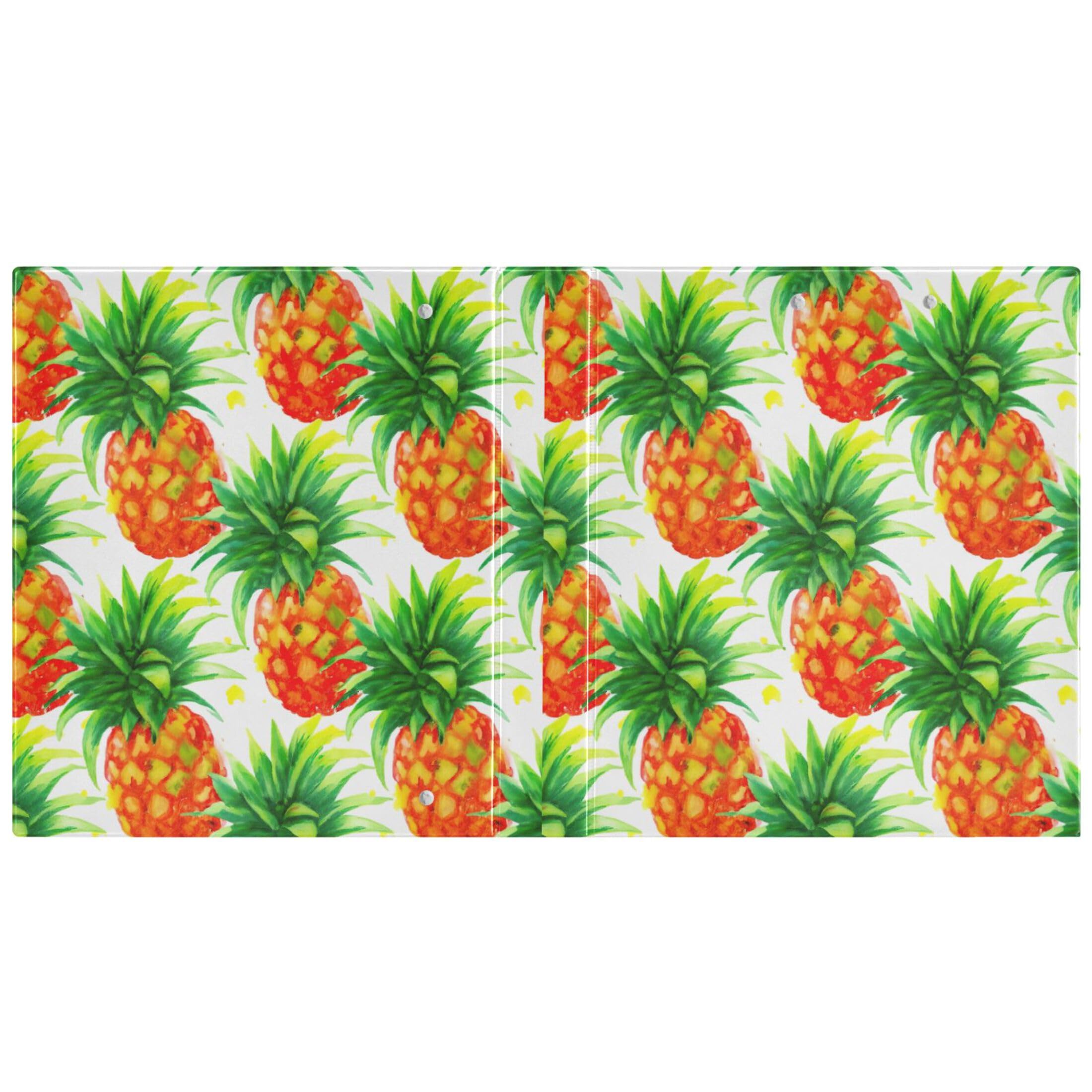 Raccoglitori personalizzati con ananas vibrante da 1 1/2 pollici, 3 anelli, 200 fogli, blocco note, 31,5 x 27 x 6 cm, confezione da 2