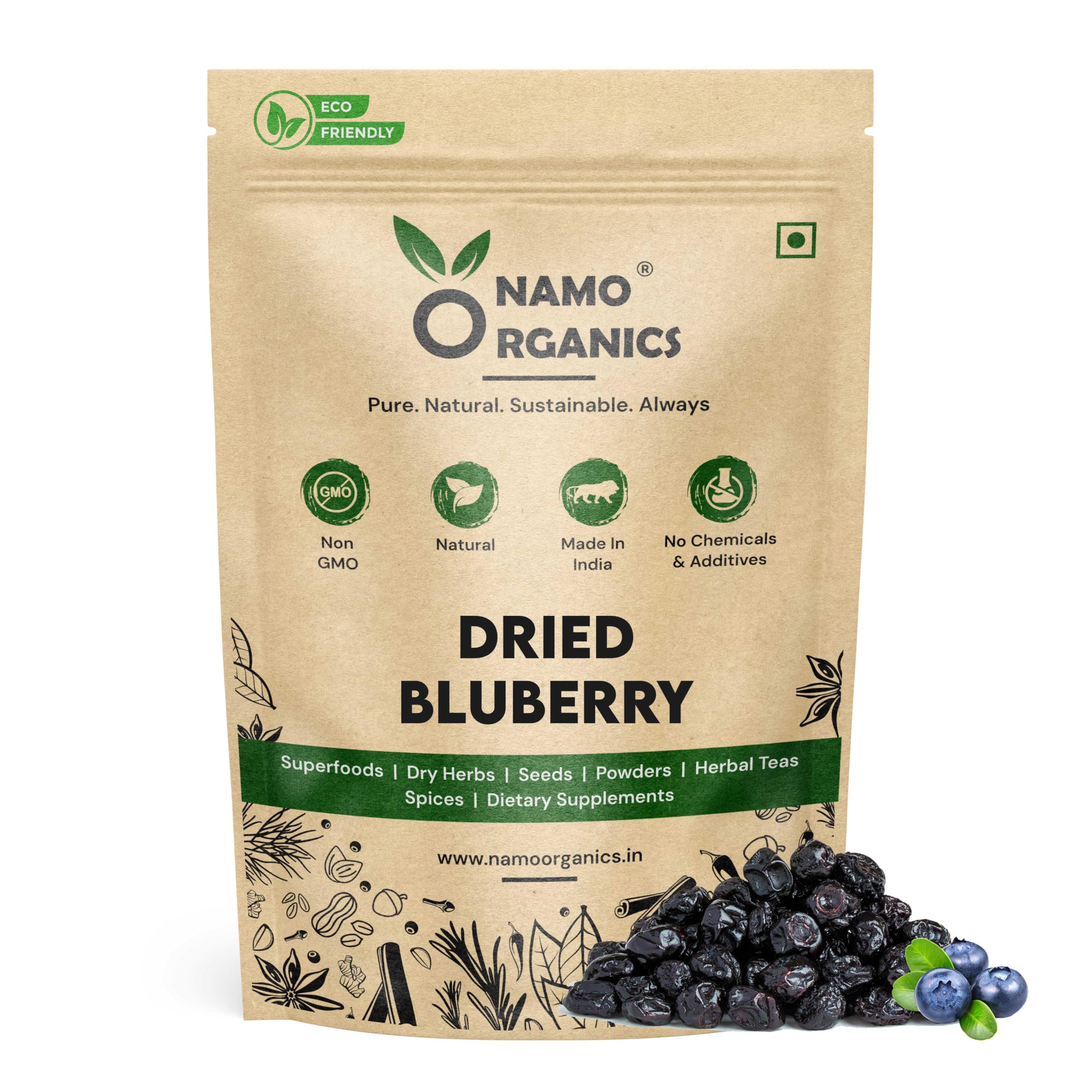 Original No Refined Sugar Blueberry (Seedless) - 250 Gm - (Gluten Free, Fresh & NON GMO) Blueberries Dry Fruits blue berry | USA