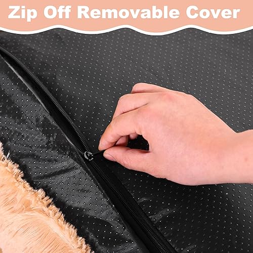 Miniatura 4 de Bedfolks Cama impermeable para perros, cama de felpa para perros con funda extraíble lavable, almohadilla de piel sintética para perros y gatos