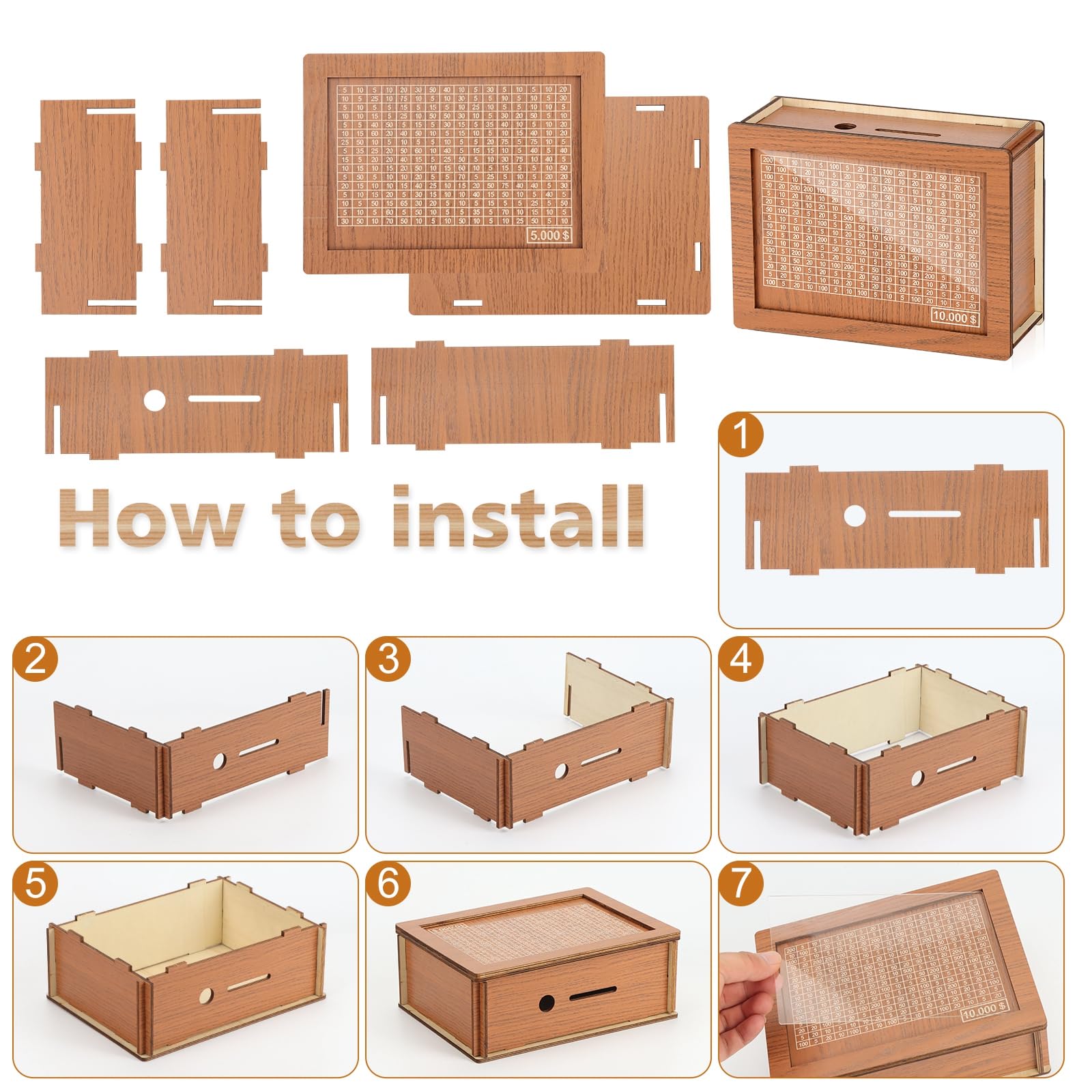 Hucha De Madera 10000 L Hucha De Madera, Caja De Ahorros, Caja De Ahorro De  Dinero | Cuotas Hucha De Ahorro Para Niños, image size:1600x1600