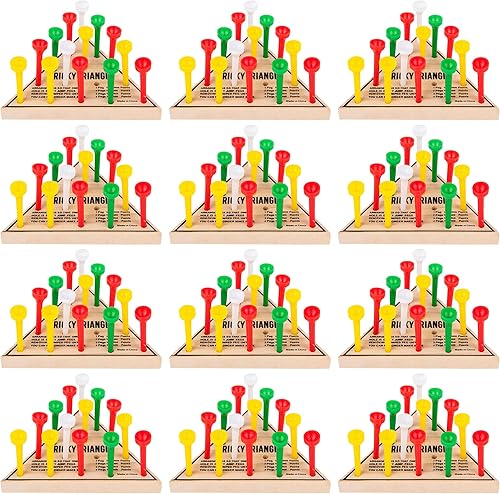 Paquete de 12  Juego de mesa con clavija triangular de madera  Mini juego de viaje retro