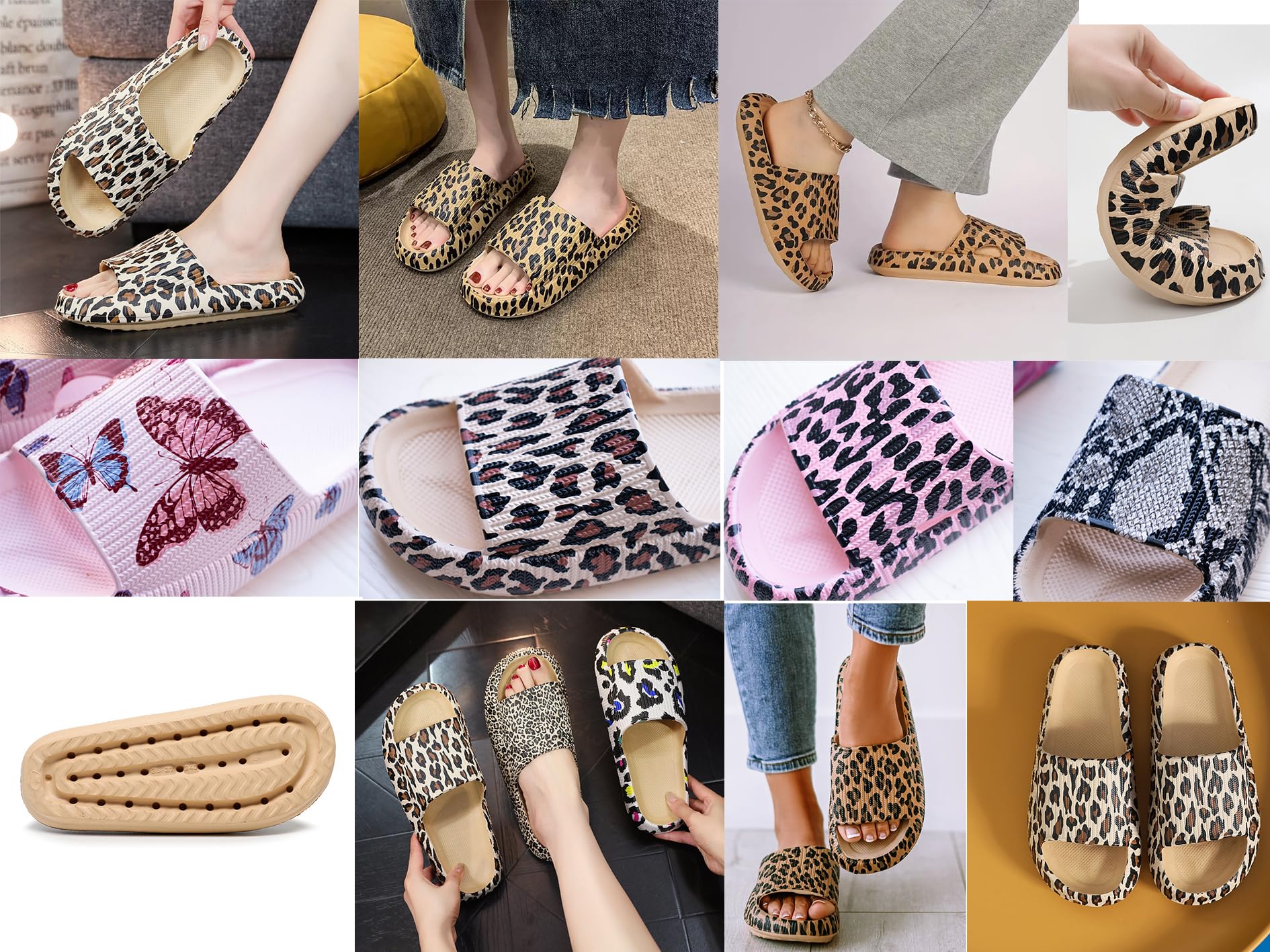 Badeschuhe Jungen Mädchen Badelatschen Original Slippers Leopard Wolken Slipper Badeschlappen Cloudyzz Schlappen Hausschuhe Kinder Home Slippers rutschfeste Pantoletten Sommer Strand Schwimmbad