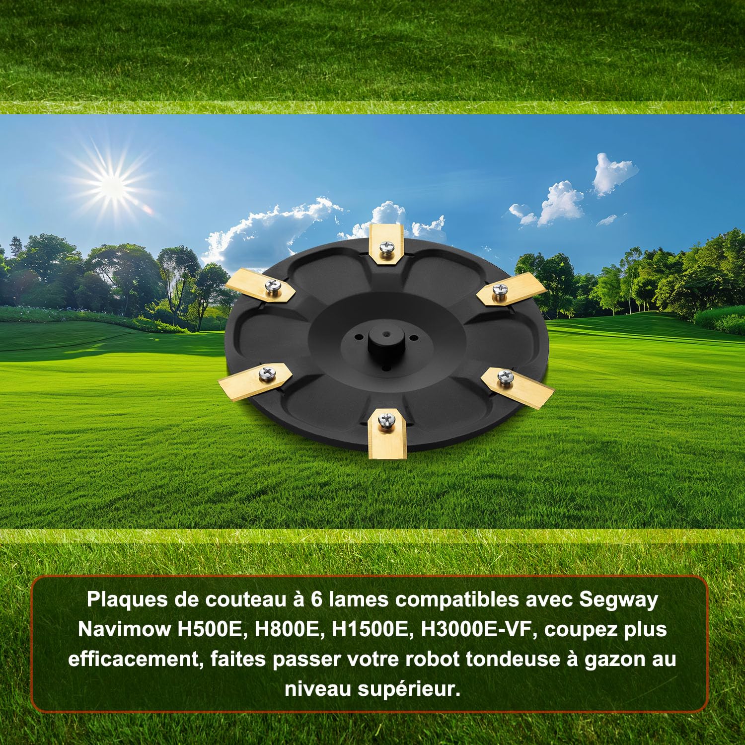 Équipement : plateau à couteaux + 6 lames compatibles avec Segway Navimow H-Serie H500E, H800E, H1500E, H3000E-VF