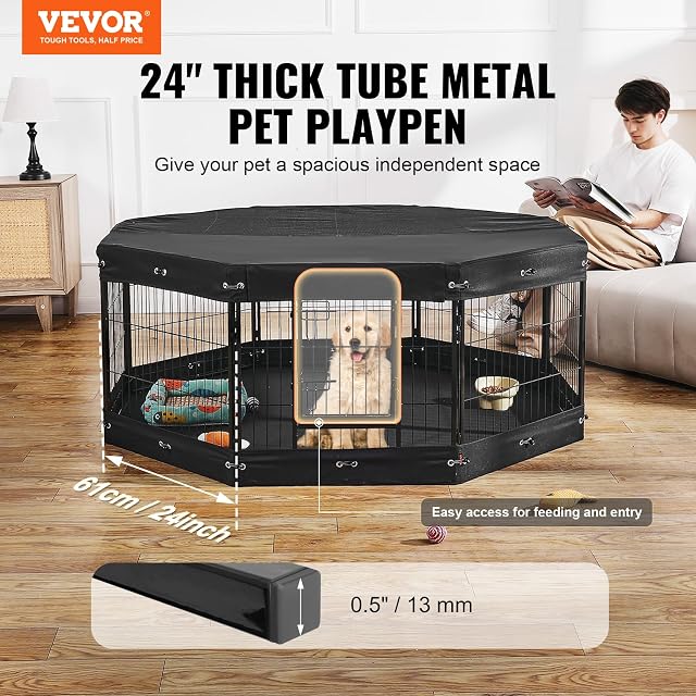 Foto 2 de 8 de VEVOR Parque de Juegos para Perros 8 Paneles de 610 x 610 mm