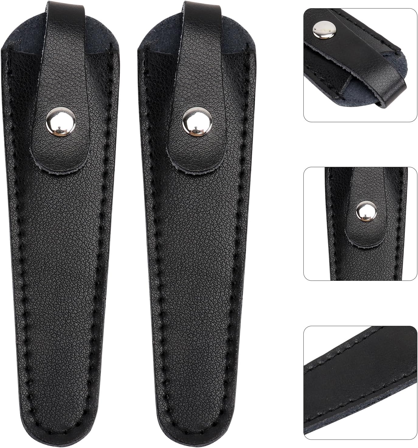 minkissy 2pcs Leather Scissor Sleeve Thicken Scissor Sleeve Leather Case Hair Case Protective s for Salon Barber (Black)