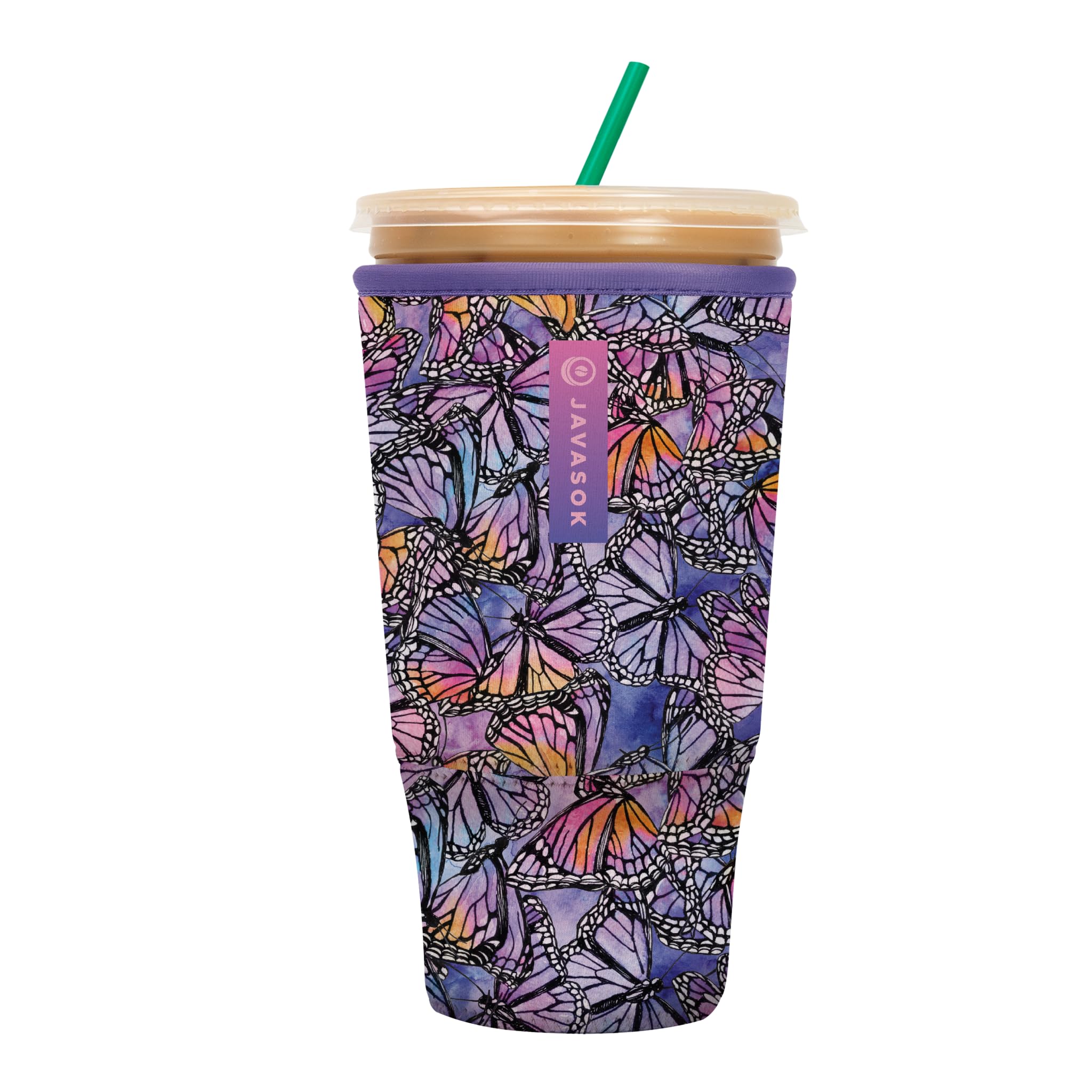 Sok It JavaSok Iced Coffee &amp; Cold Soda Insulated Neoprene Cup Sleeve (Butterfly Galaxy, XXLarge: 44-48oz)