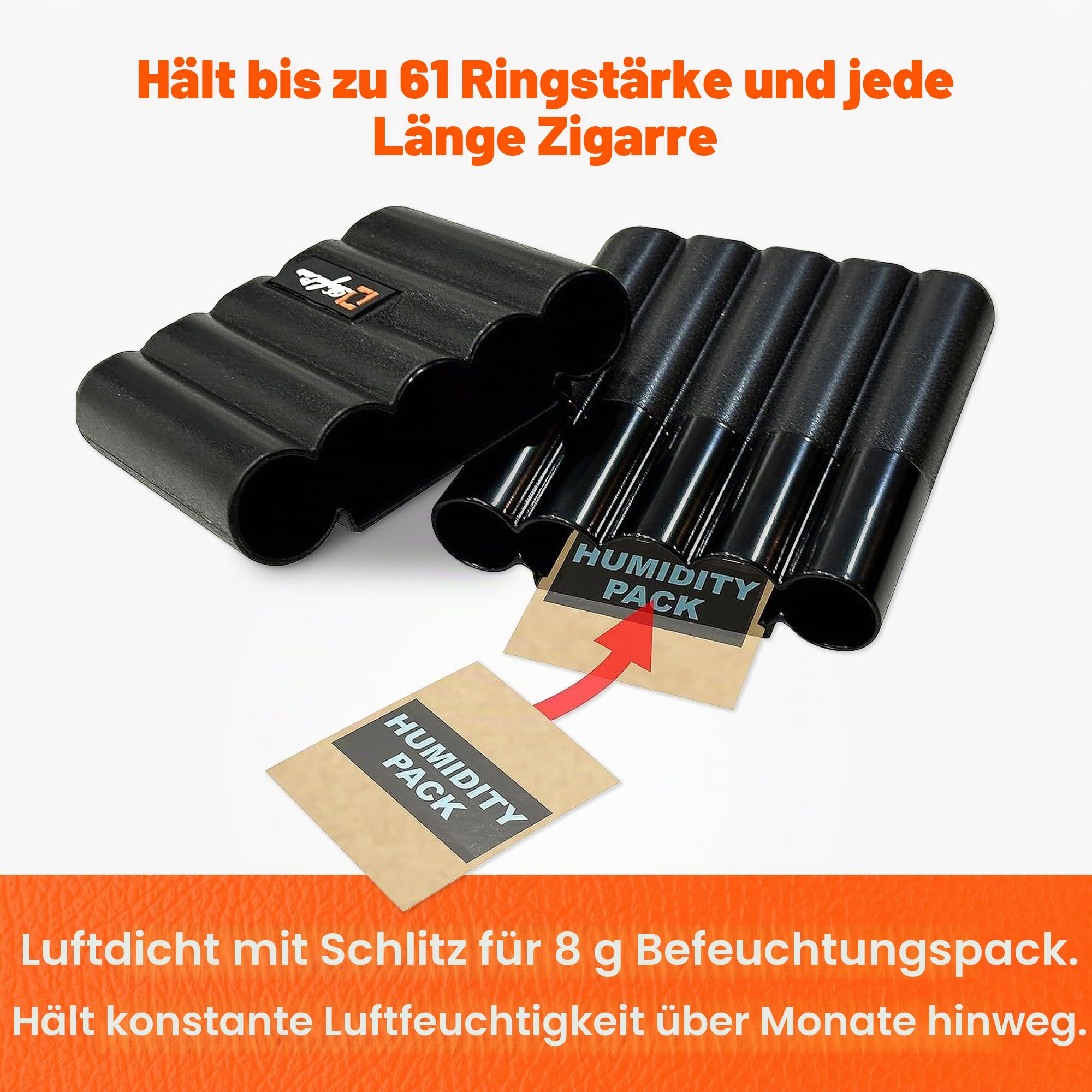 Perfec Etui für Zigarren-Luftbefeuchter, Schwarz, 5 Finger