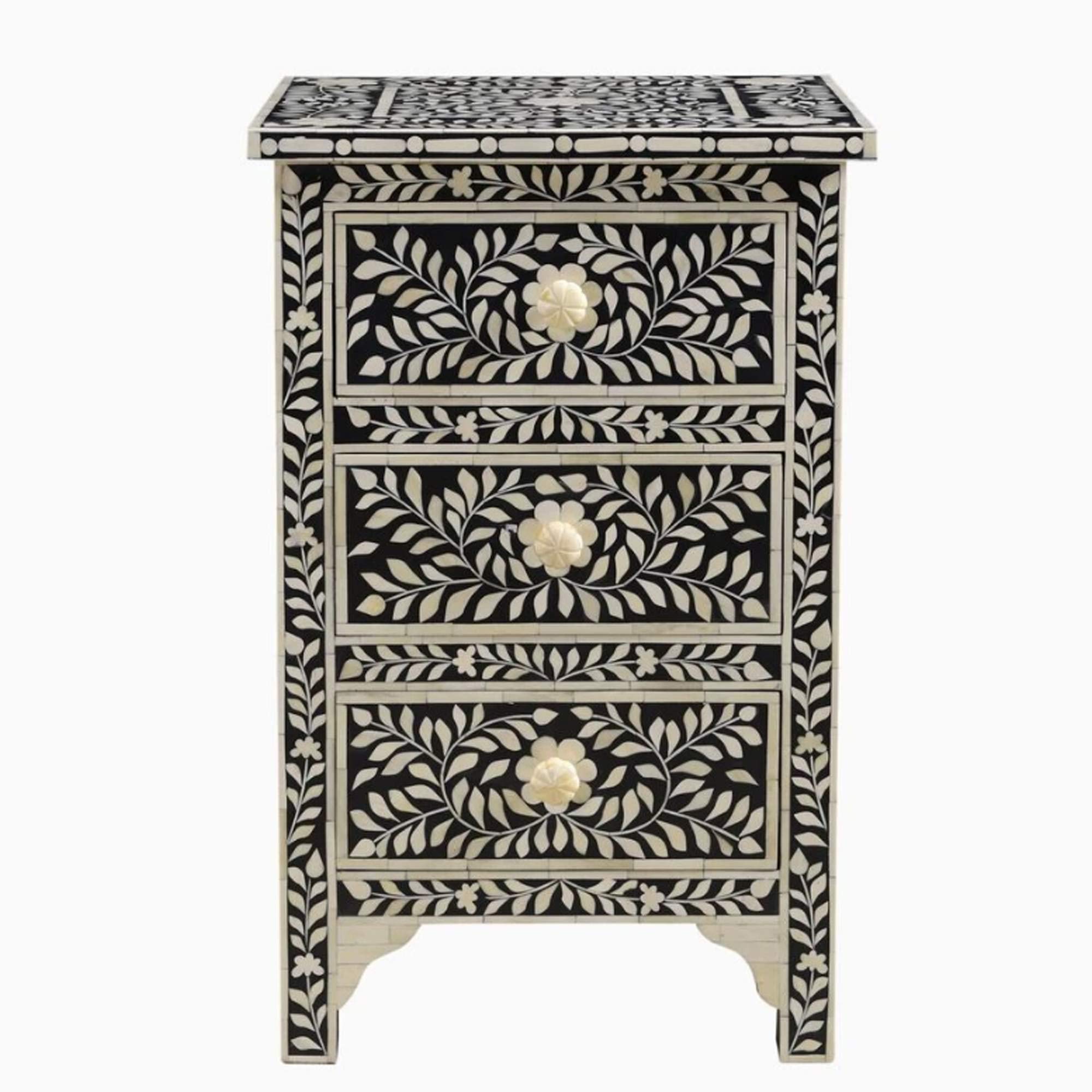 Handmade Bone Inlay Nightstand/Side Table/Bedside