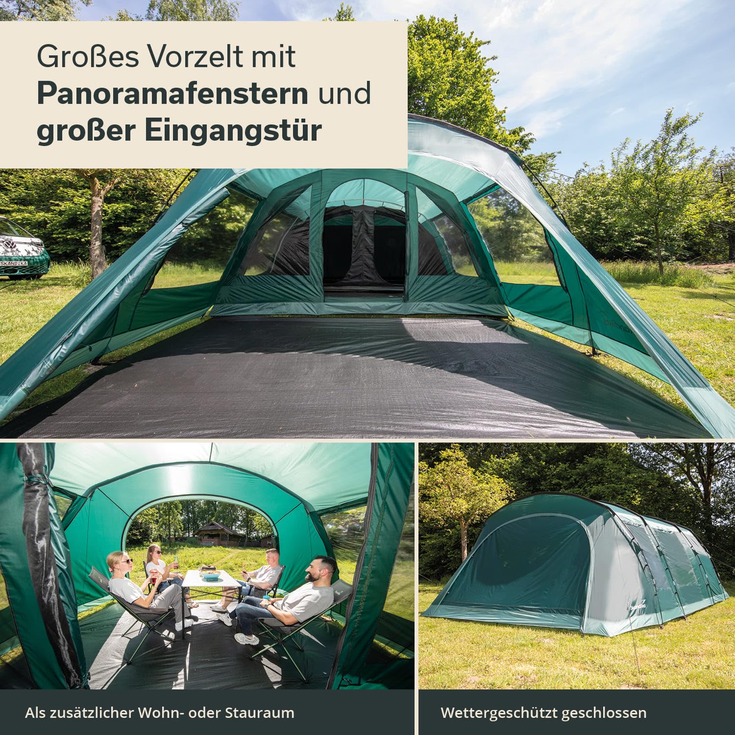 Skandika Tunnelzelt Kaupanga |Campingzelt für 6 Personen, eingenähter Zeltboden, wasserdicht, 3000 mm Wassersäule, dunkle Schlafkabine, Familienzelt | Zelt für Outdoor, Camping