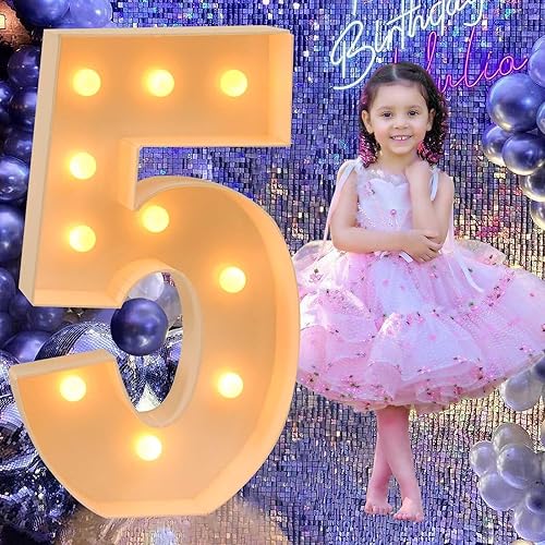 Números iluminados de marquesina de 3 pies, números de mosaico grandes para marco de globos, letras iluminadas de marquesina para decoraciones de