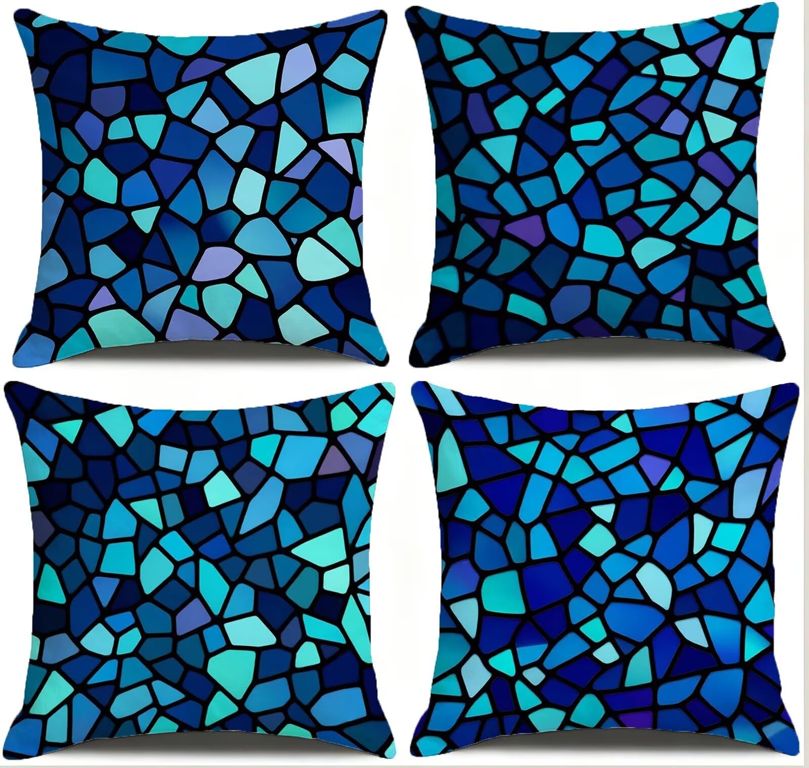Cojines Exterior Azul Funda Almohada 45x45 Impermeables Juego de 4, Cod-507