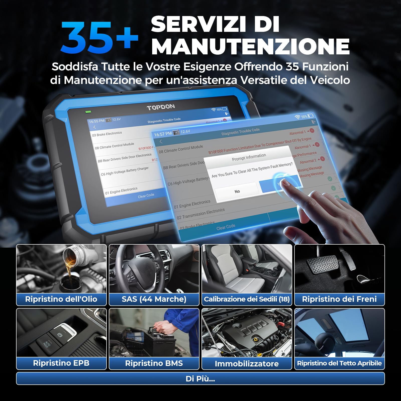 TOPDON ArtiDiag Pro V2.0 OBD2 Auto Diagnostica, Diagnosi Auto Professionale in Italiano, controllo bidirezionale, codifica ECU e OE-Level sistemi completi di diagnosi per 100 + marche, 35+ Servizio