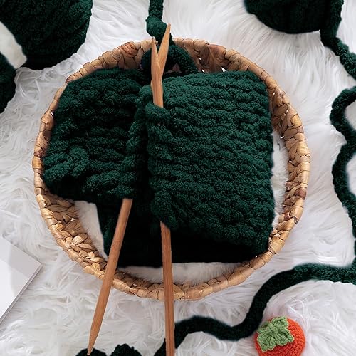 Vista 12 de HOMBYS Hilo de felpilla grueso verde salvia para tejer a mano, esponjoso, suave, jumbo, hilo súper voluminoso para manta gruesa, hilo para tejer