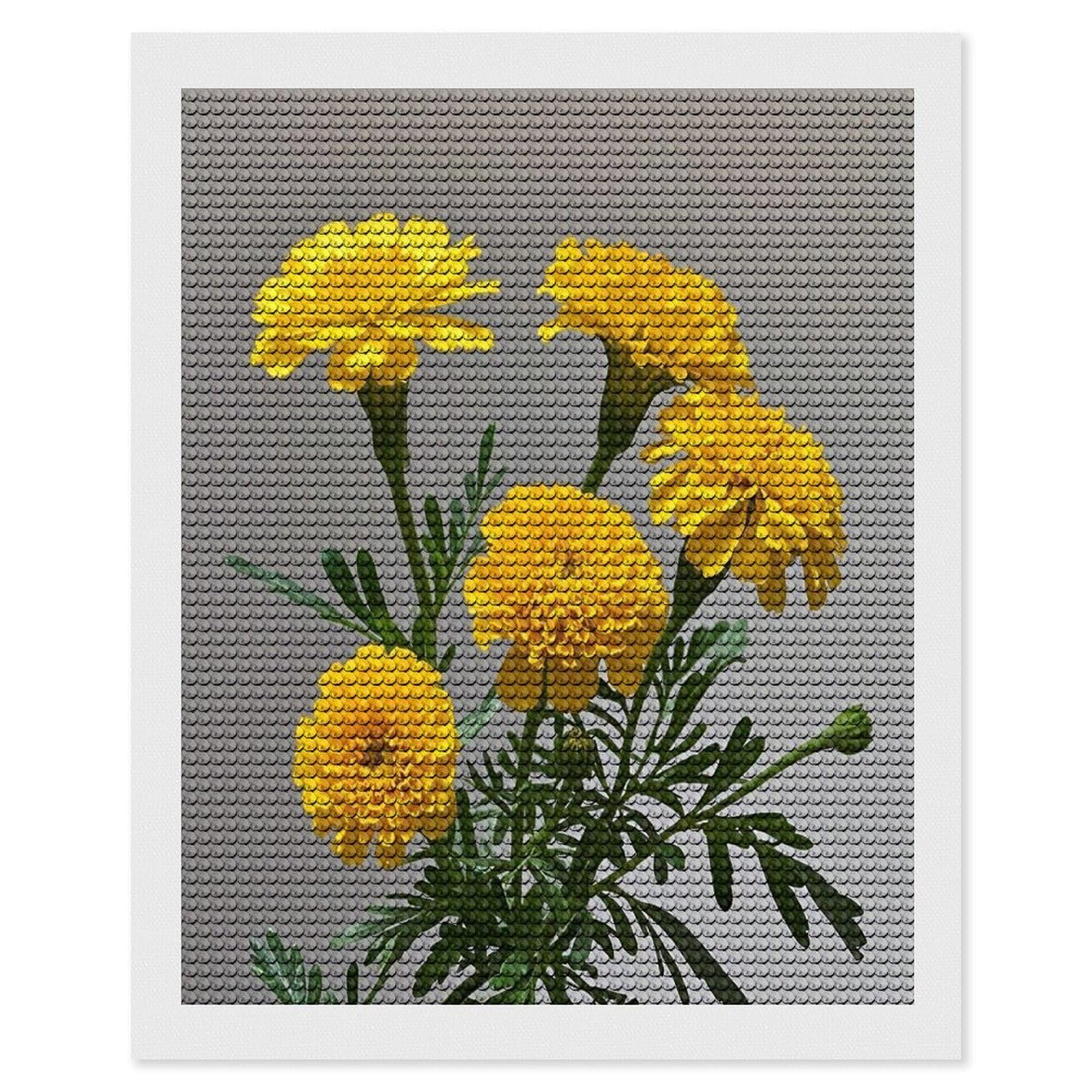 FekiLoot Marigold Diamond Painting Kits for Adults Round Paint with Diamonds Pictures Gem Art Painting Kits Personalized Diamond Art Full Drill for Beginners Home Wall Decor