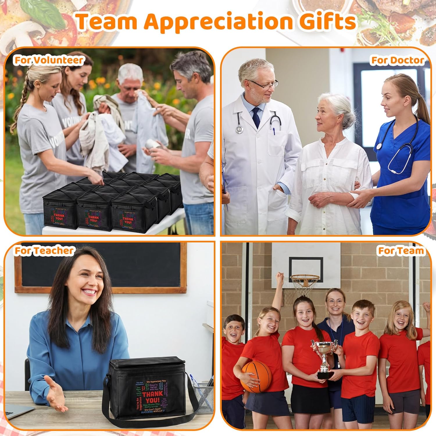 Nuogo 15 Pack Employee Appreciation Gift Bulk, Thank You Insulated Lunch Bags, Reusable Leakproof Cooler Boxes, Waterproof Thermal Beverage Bag for Team Employee Coworkers Social Work Gift