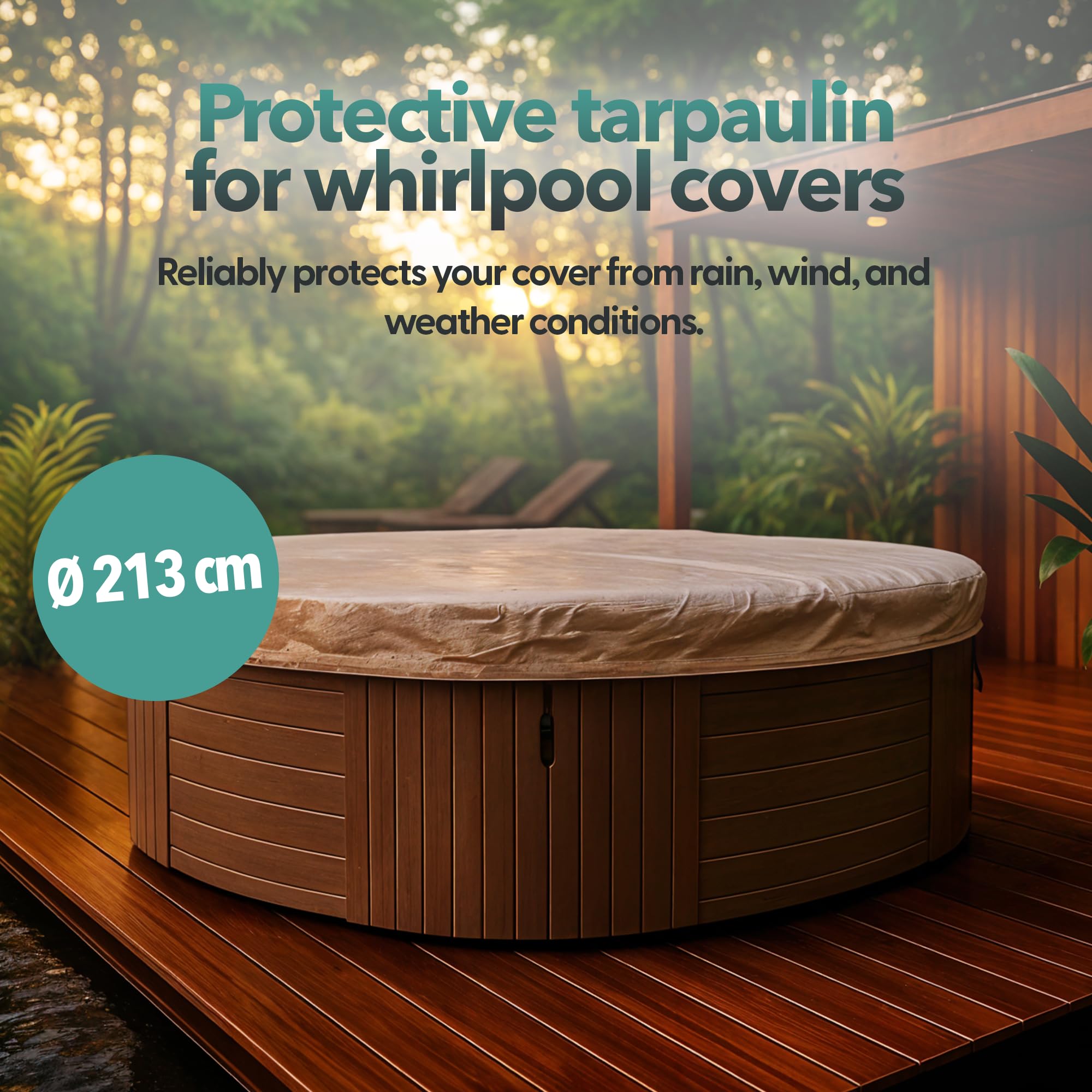 CANADIAN SPA CO. Cover Guard, plandeka ochronna na osłony izolacyjne, średnica 2,13 m, osłona ochronna wykonana z tkanego polietylenu, ochrona przed promieniami UV, wiatrem i atmosferycznymi