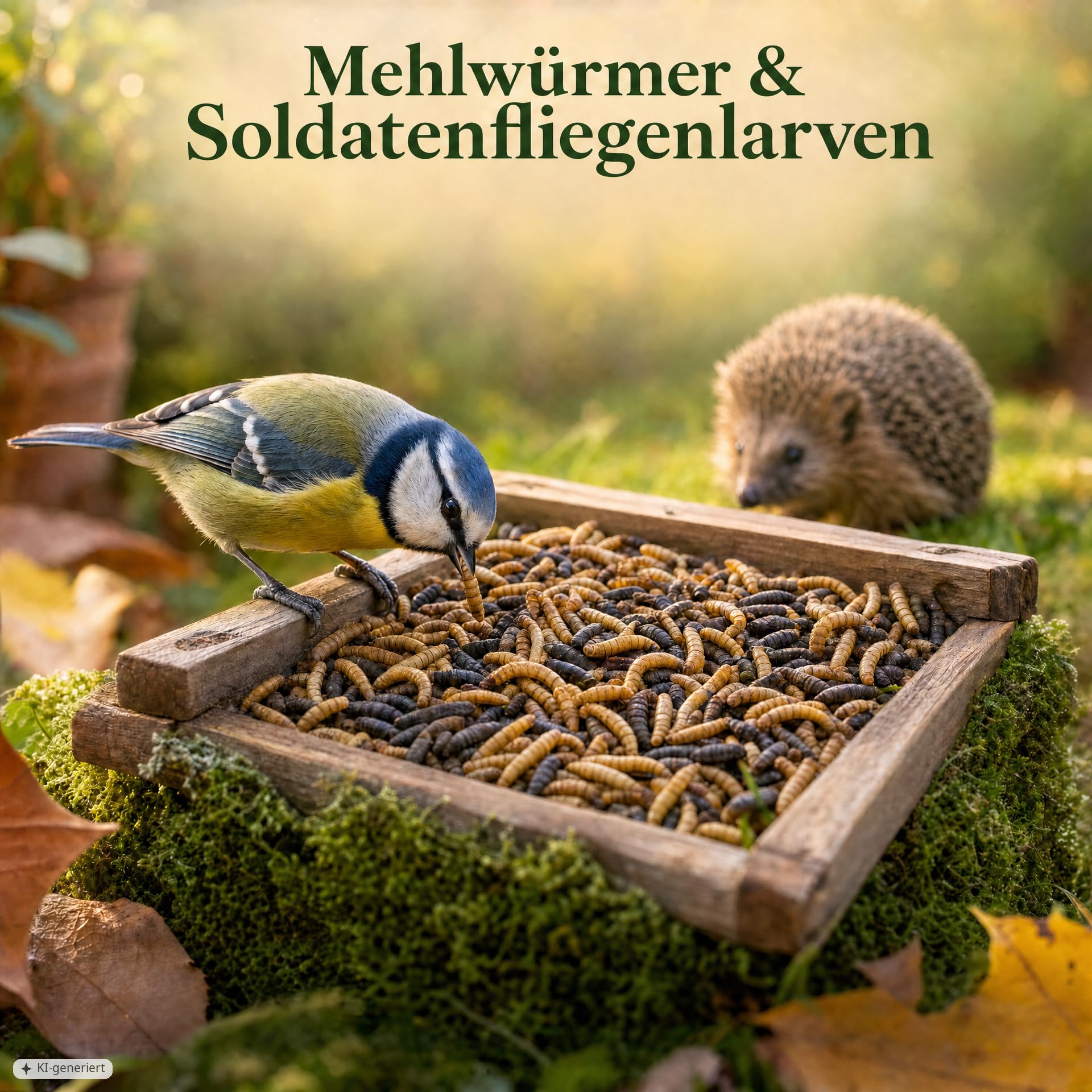 EWL Naturprodukte Mehlwürmer 1kg & Soldatenfliegenlarven 1kg getrocknet, Set 2kg für Wildvögel, Igel, Fische und Reptilien