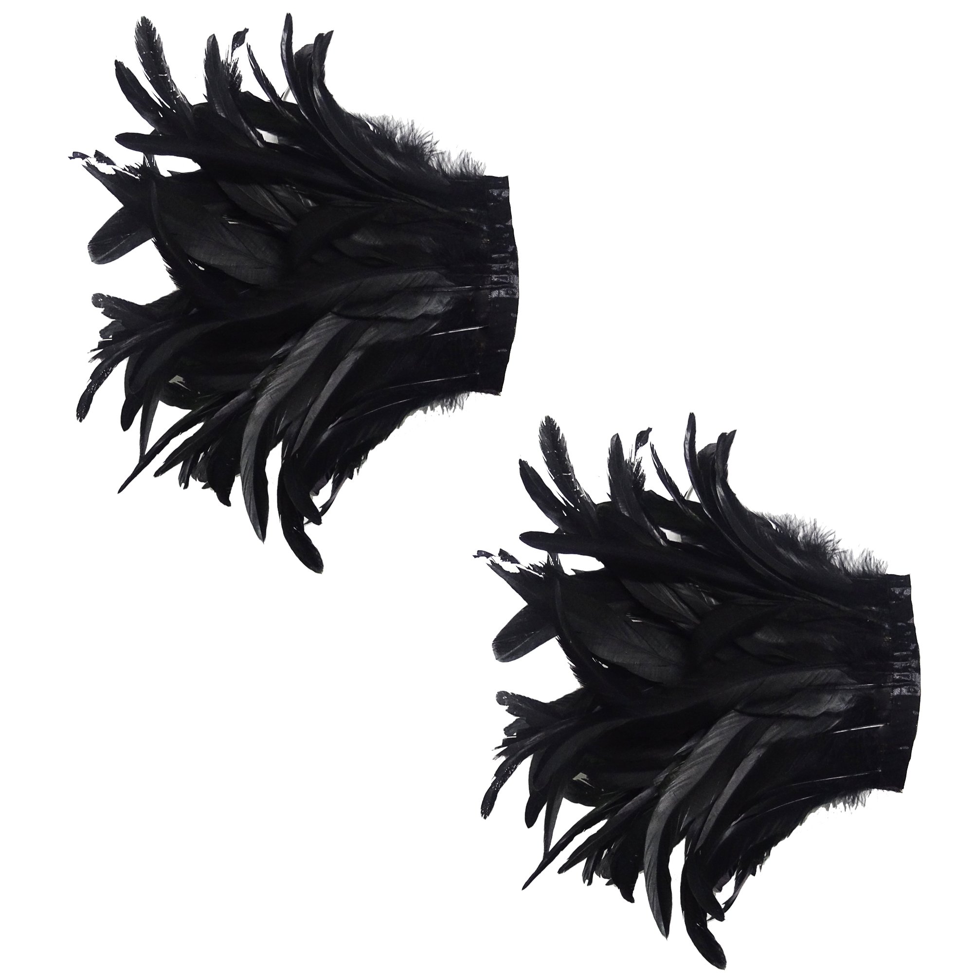 keland Paquete de 2 geles de hombros de Epaulet de plumas de gema natural auténtica para hombre (Negro)