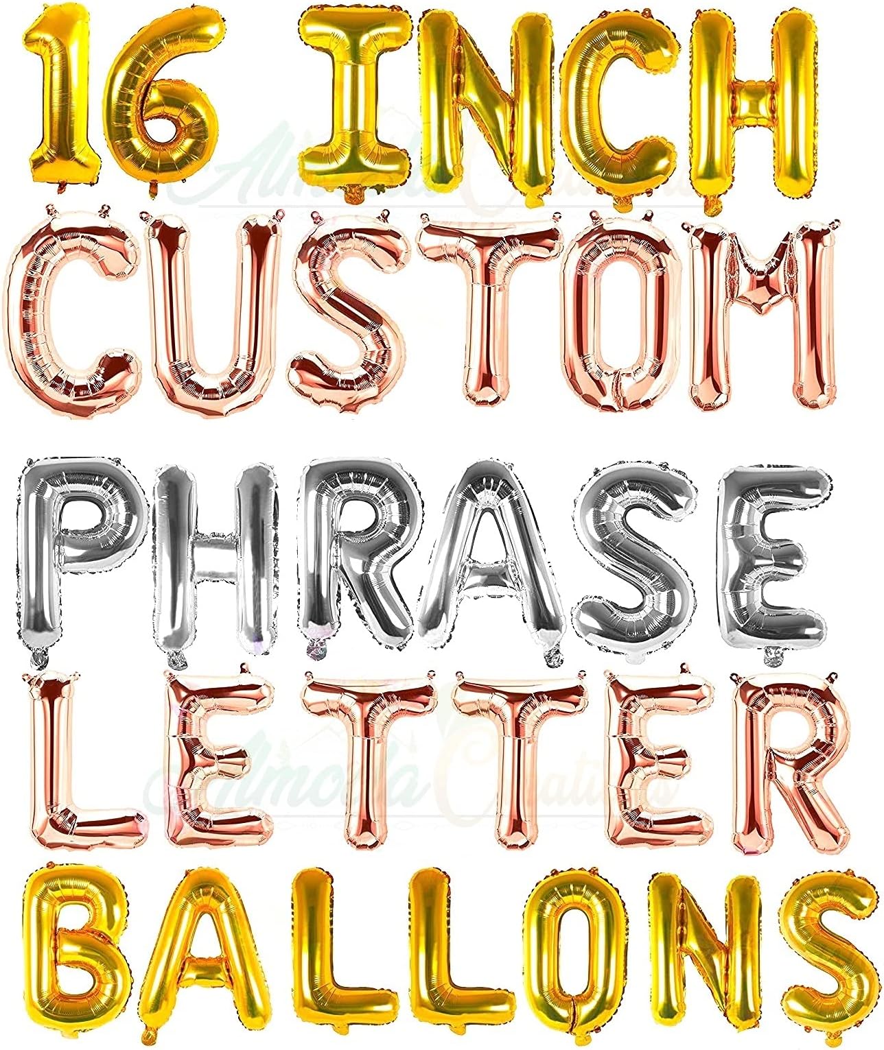 Letters & Numbers Balloons For Party Decoration, 20 Custom Letters For Birthday, Anniversary In Golden, Name Letter Balloons Rose Gold & Silver Color