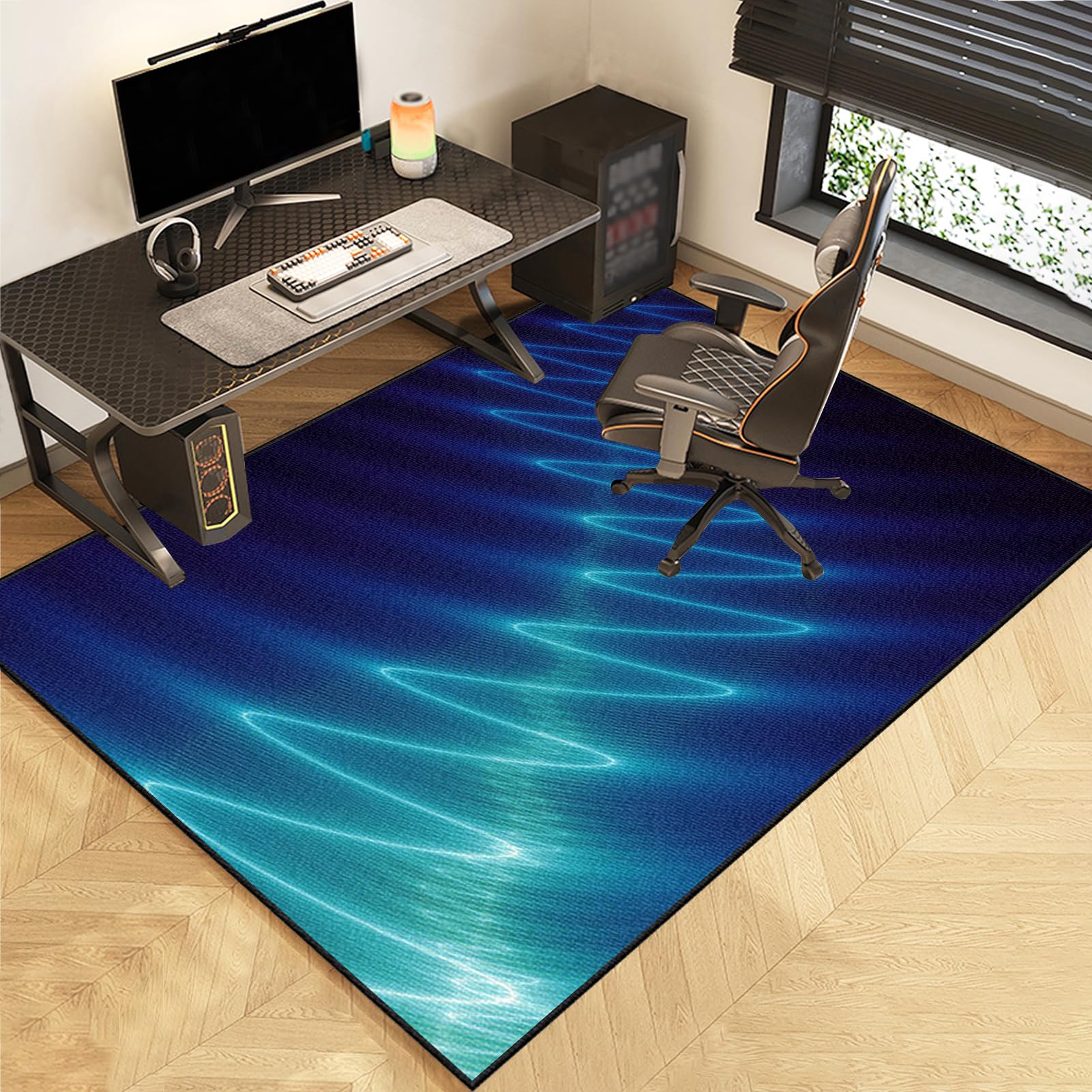 Office Chair Mat for Carpet & Hardwood Floors 130 x 150 cmGaming Chair Mat Under Desk for Carpet Heavy Duty Floor Protector Mat, Low-Pile Anti-Slip Gaming Rug, Rolling Chair Mat for Home Office