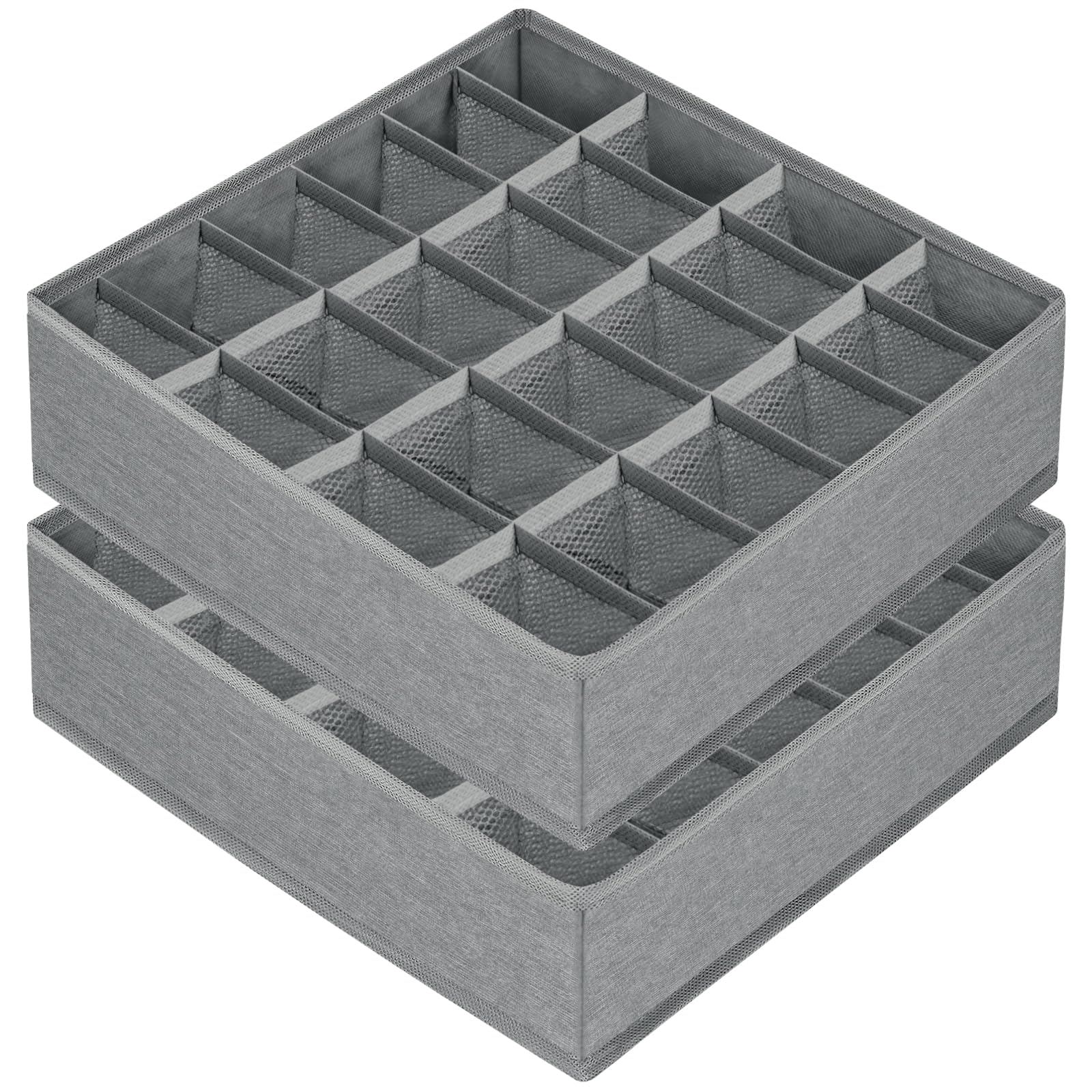 flintronic 2 pudełka do przechowywania, 24 komórki, organizery do szuflady, składane pudełka, przegrody do szuflad, organizery materiałowe do przechowywania krawatów, skarpet i bielizny, szare