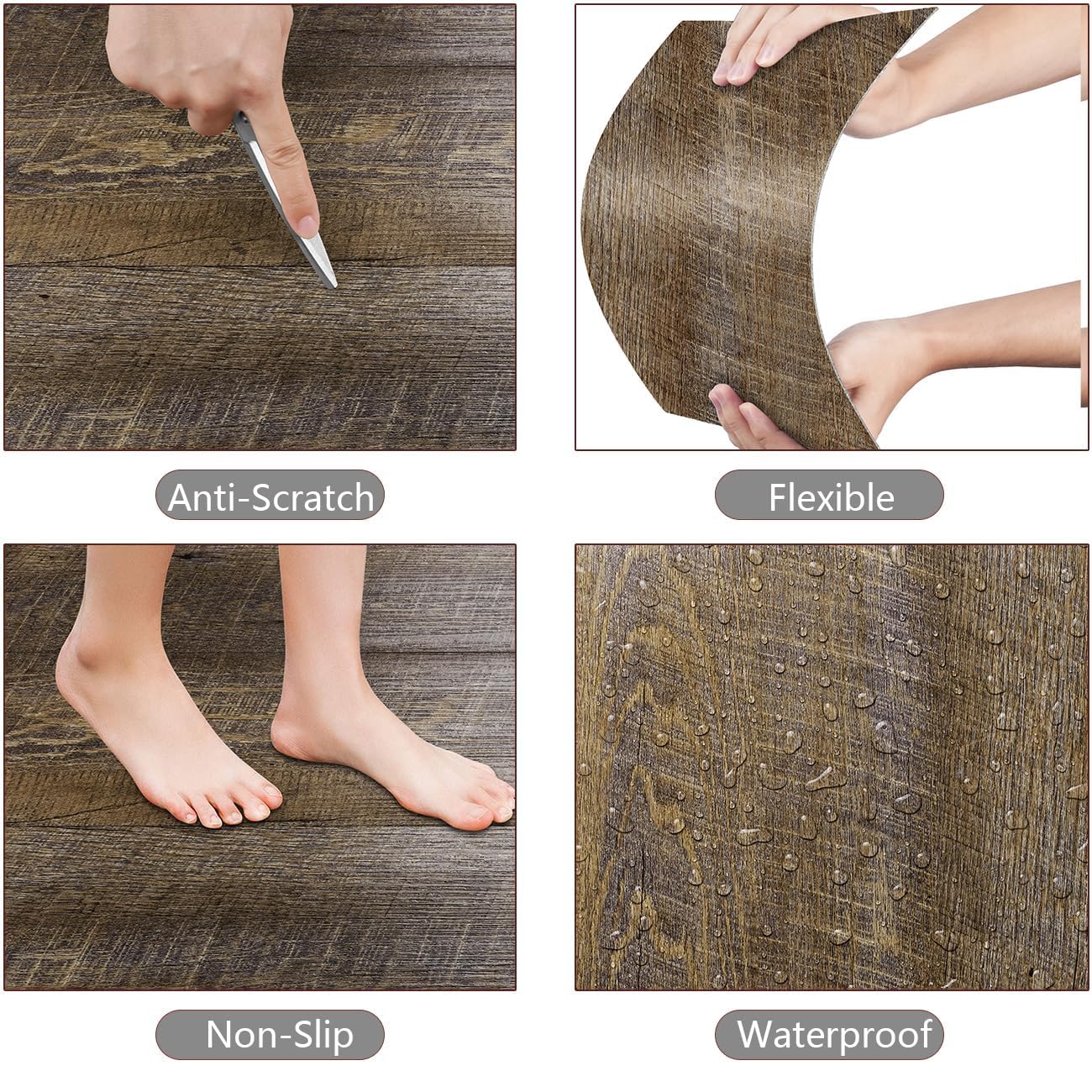 Yenhome 35 Pièces Dalle Vinyle Adhésive Marron Foncé en Bois Salon 30x30cm Lino Sol Adhesif pour Balcon Revetement Adhesif Sol Salle de Bain Imperméable pour Couloir Bureau Salon Résistant à l'Usure