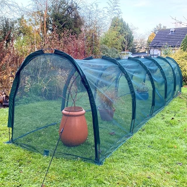 Garden Netting Cloche Tunnel for Fruit & Veg | Hoop Plant Cover & Greenhouse Grow House for Raised Bed Allotment Outdoors - 5x1m H