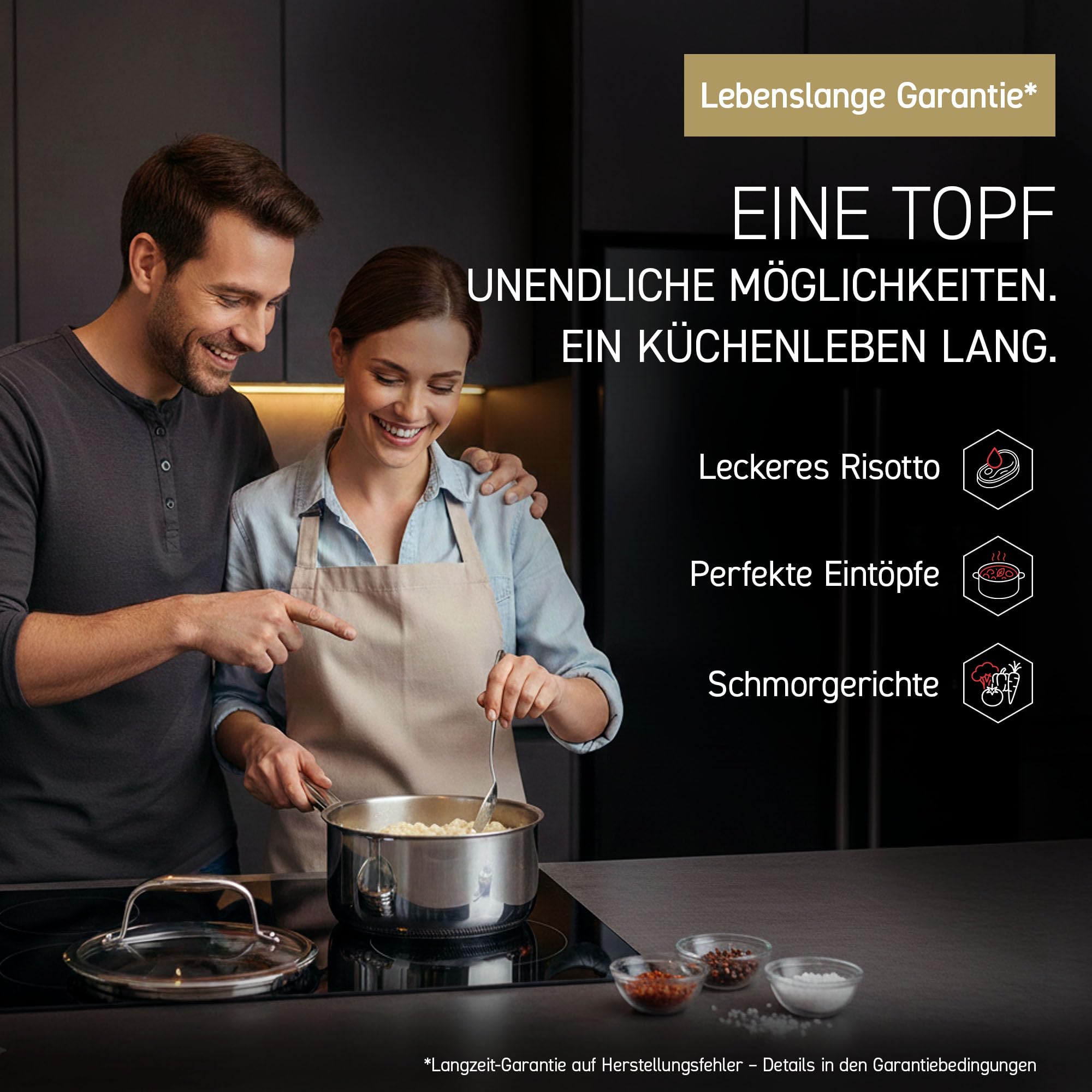 HexClad Hybrid-Topf mit Deckel 1 l – Kochtopf mit Deckel aus gehärtetem Glas – Suppentopf für alle Herdarten – Antihaftbeschichteter Topf mit Wabenstruktur – Stieltopf ofen- & spülmaschinenfest