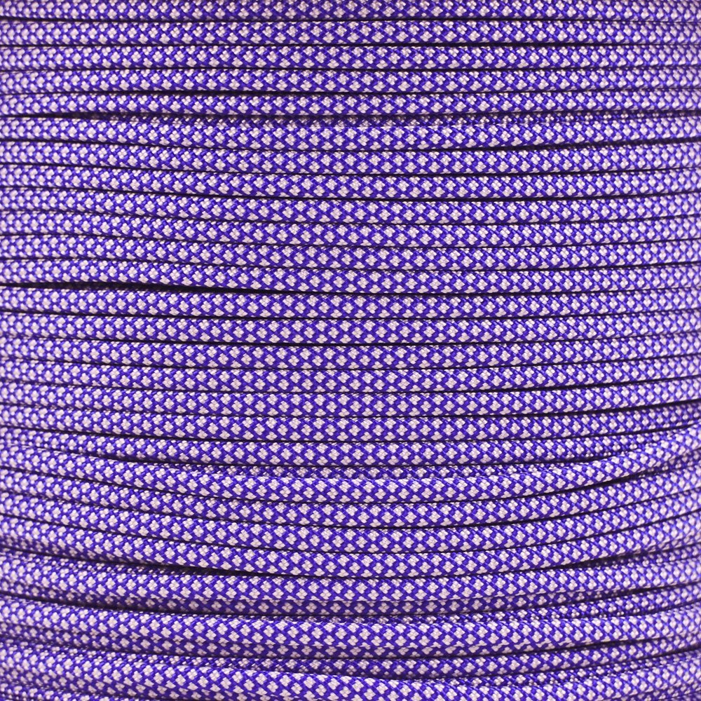 PARACORD PLANET 50 Feet Hanks Of Parachute 550 Cord Type Iii 7 Strand Paracord Over 200 Colors Acid Purple W/ Silver Grey Diamonds