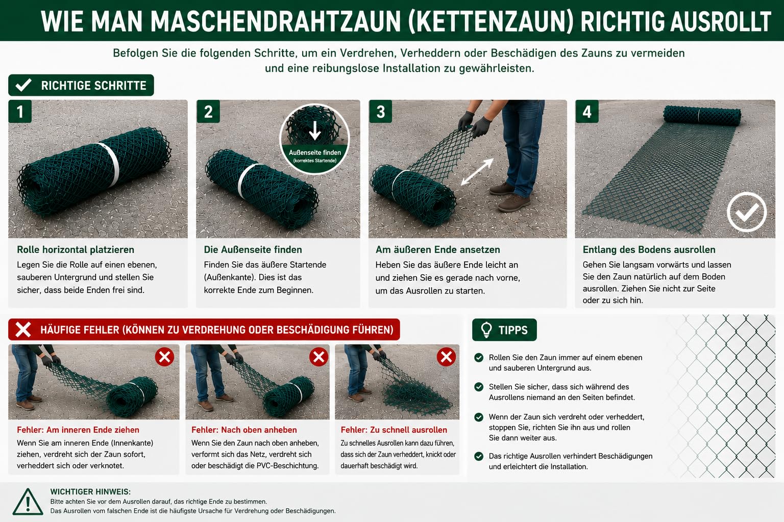 ESTEXO Maschendrahtzaun Gartenzaun Zaun-Set Drahtzaun Viereckgeflecht Maschendraht Grün Drahtgitter Drahtgeflecht Zaun 1,25 x 25 m