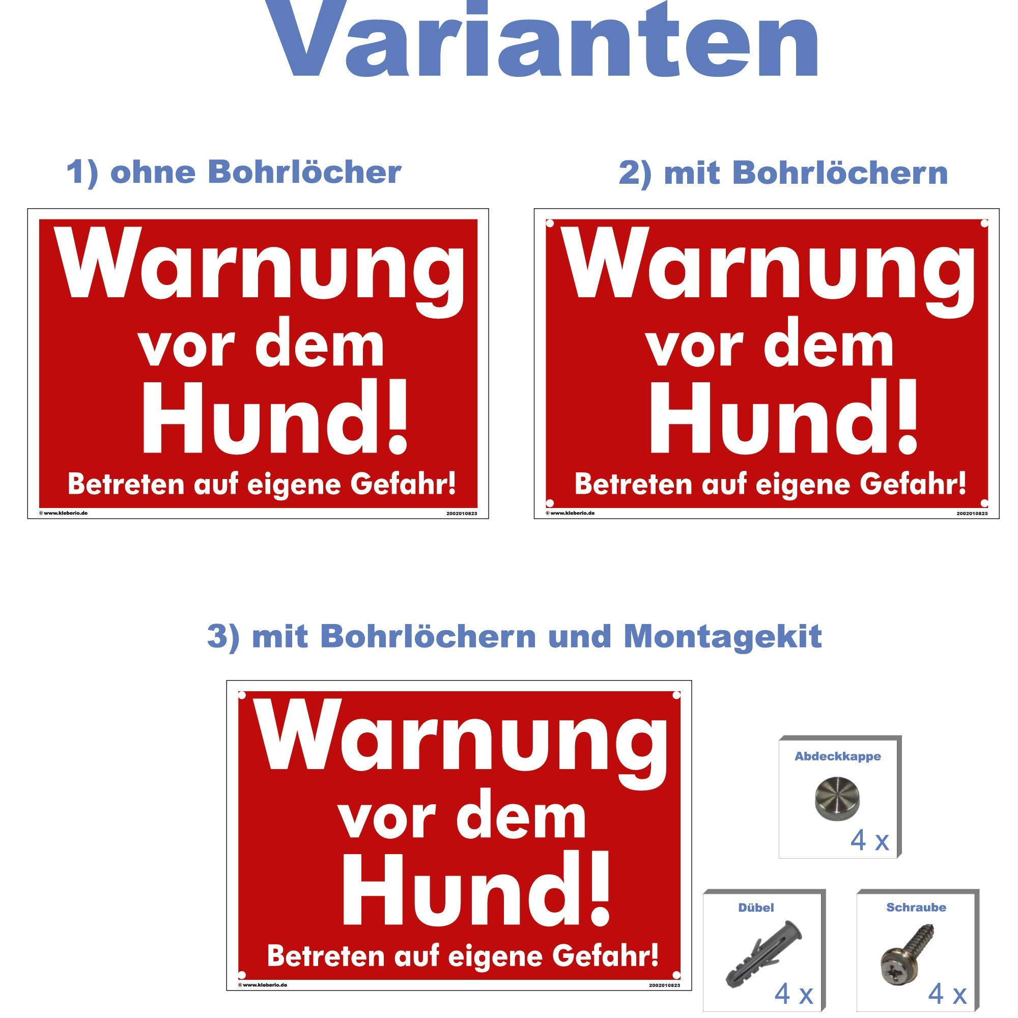 Schild Hund - Warnung vor dem Hund! Betreten auf eigene Gefahr - Warnhinweis 40 x 60 cm gelocht