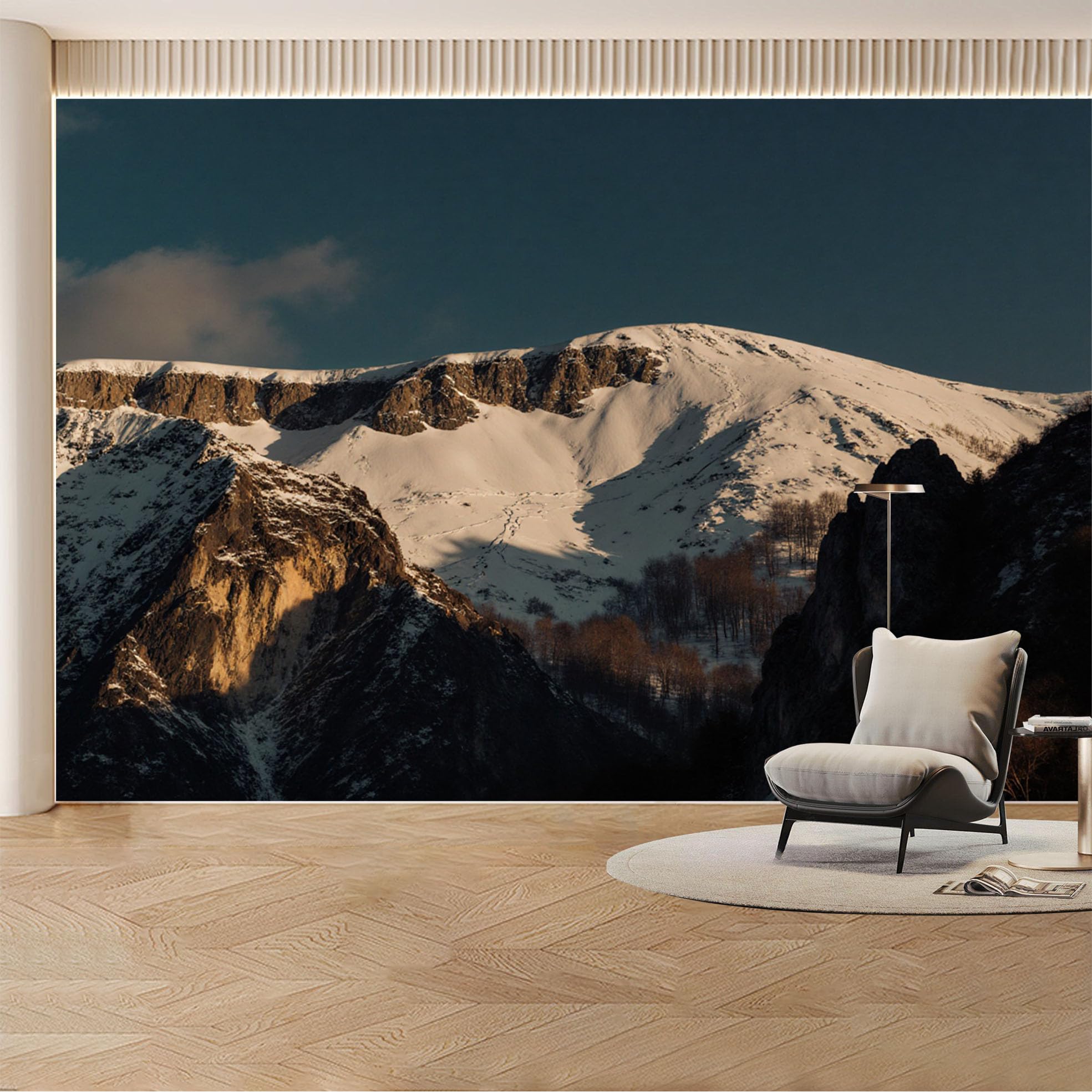 Custom Wall Mural Wallpaper Snowy Mountain Landscape 3D Effect Wall Decor Misty Luxury Removable SelfAdhesive Large Photo for Living Room， Bedroom， Office