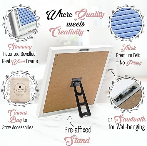 Miniatura 8 de Tablero de letras grande de fieltro rosa con marco vintage rústico de madera blanca y soporte de Felt Creative Home Goods de 12 x 16 pulgadas,