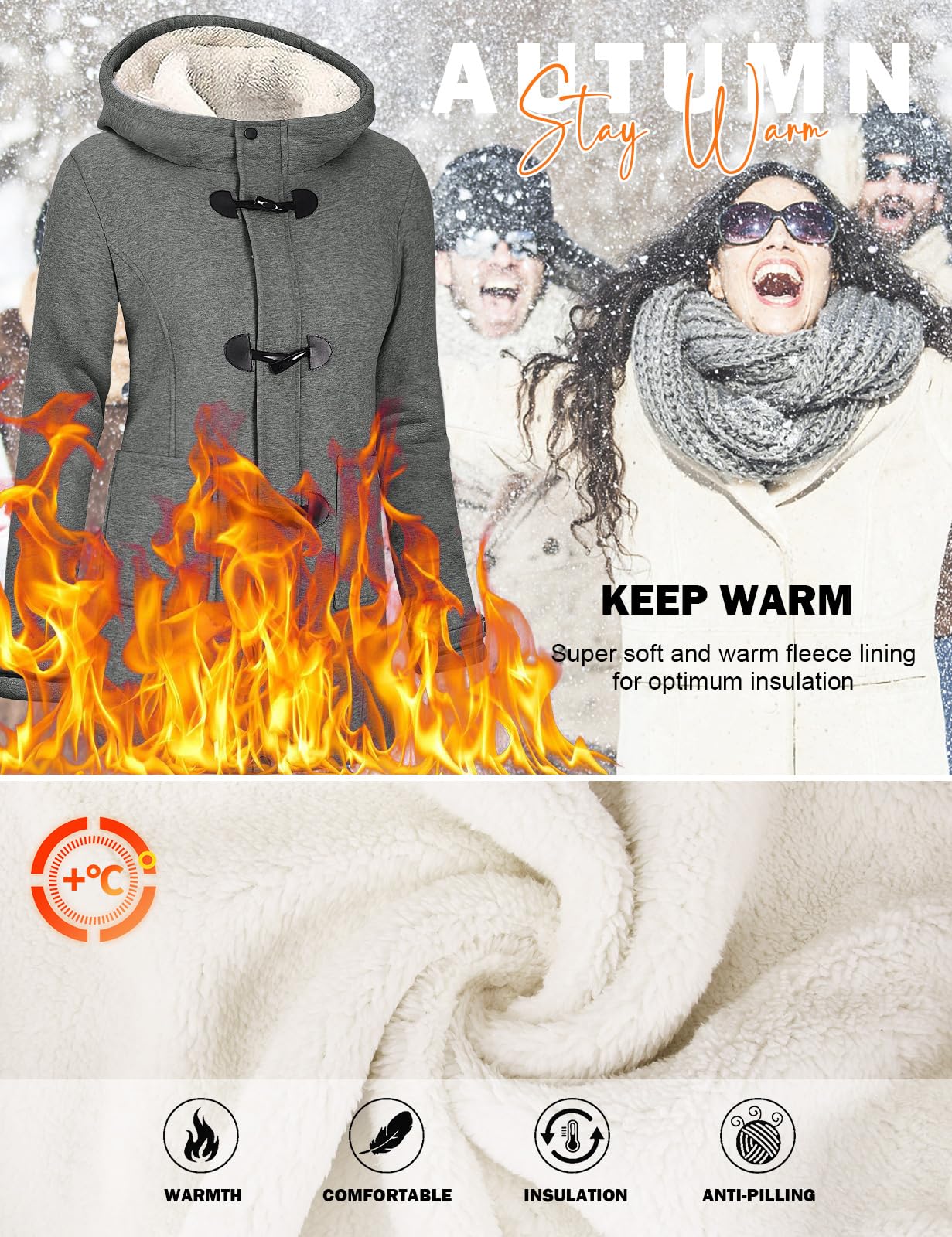 Vancavoo Cappotto Donna Invernale Felpa con Cappuccio Caldo Giacca Casual Slim Autunno Giubbotto Eleganti Felpa Cardigan con Tasche