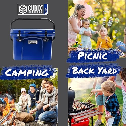 Miniatura 10 de Cubix Outdoors Viva 25QT Portable Rotomolded Hard Cooler, 5-Day Ice Cold Retention, Travel, Beach, Camping, Fishing