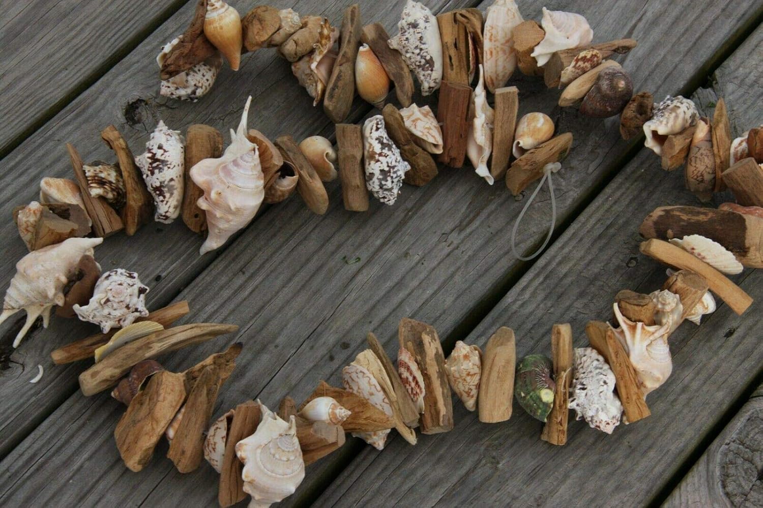 Natural Handcrafted Driftwood Seashell Garland, 66" Long, Nordic Garland