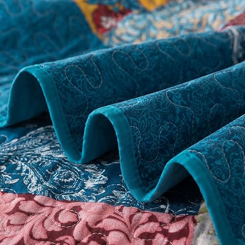 Vista 198 de BEDIFANY - Juego de colcha de algodón, tamaño queen, ligera, de estilo bohemio, suave, para decoración de la cama en todas las estaciones