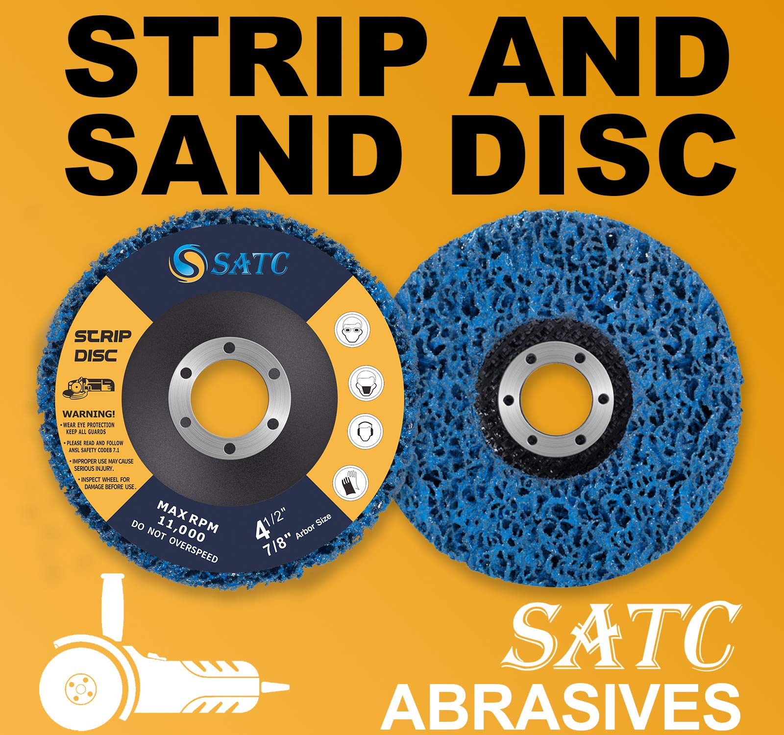 5-Pack 6-Inch Silicon Carbide Stripping Discs For Angle Grinder (152x22mm, 46-Grit) - Removes Paint, Rust, Welds, Up To 5000 RPM