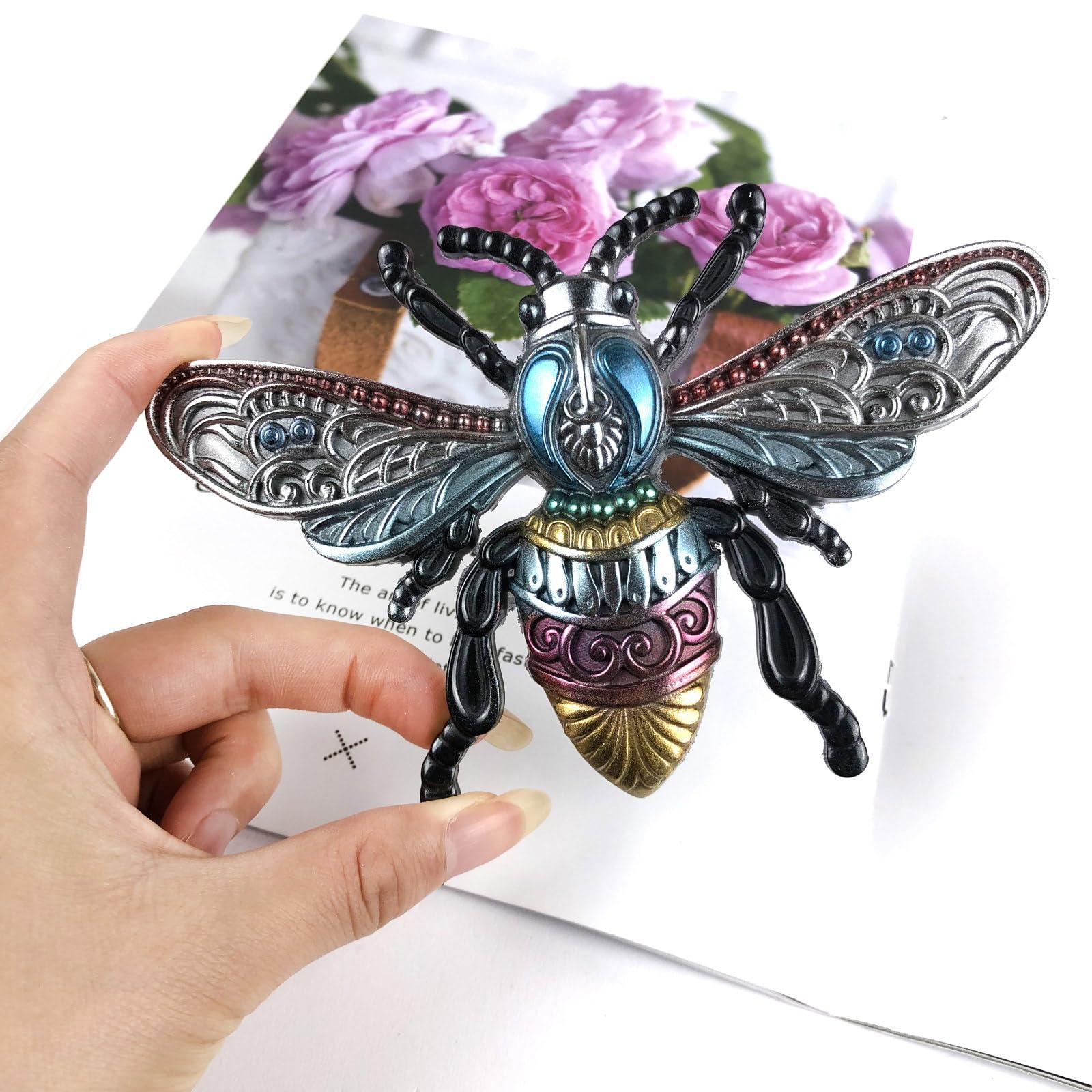 Grandi ornamenti lucidi a forma di api in silicone resina epossidica stampo portachiavi ciondolo gioielli per San Valentino mestiere