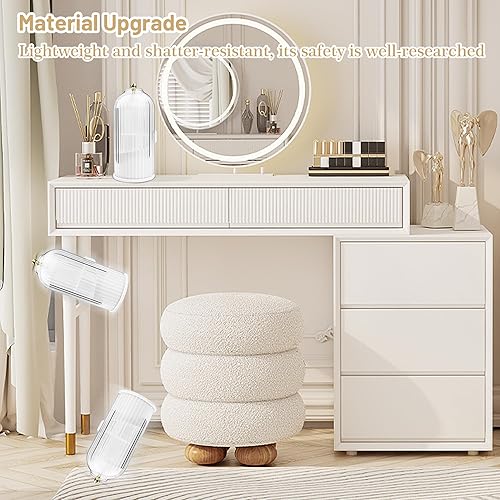 Miniatura 5 de Organizador de brochas de maquillaje con tapa transparente con apertura deslizante giratoria de 360 grados a prueba de polvo para tocador, 1 unidad