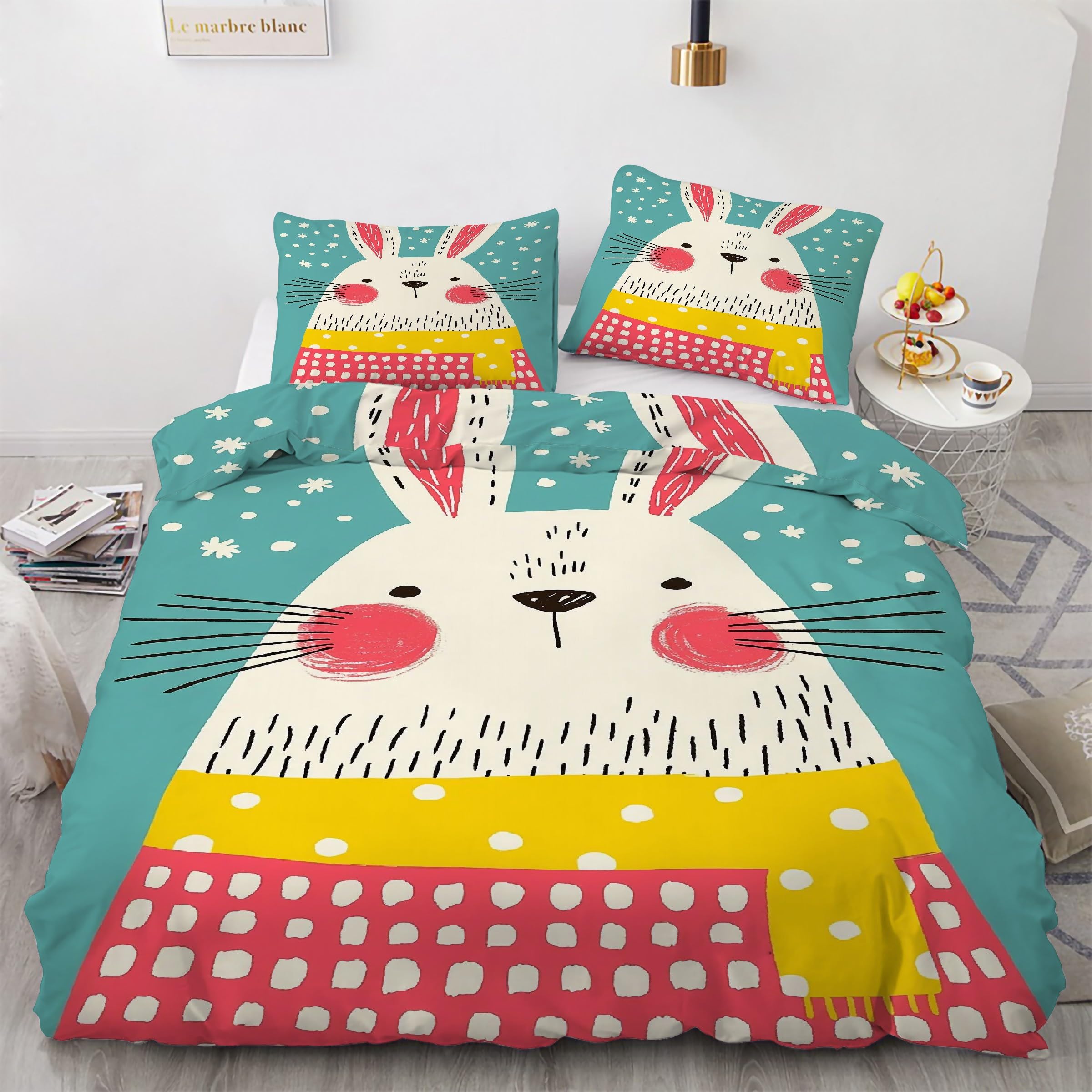 Housse de couette lapin fermeture éclair parure lit hypoallergénique