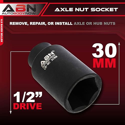 Miniatura 20 de ABN Enchufe de tuerca de eje, 1.496 in, accionamiento de 1/2 pulgada, 6 puntos, universal para todos los vehículos, instalación, extracción