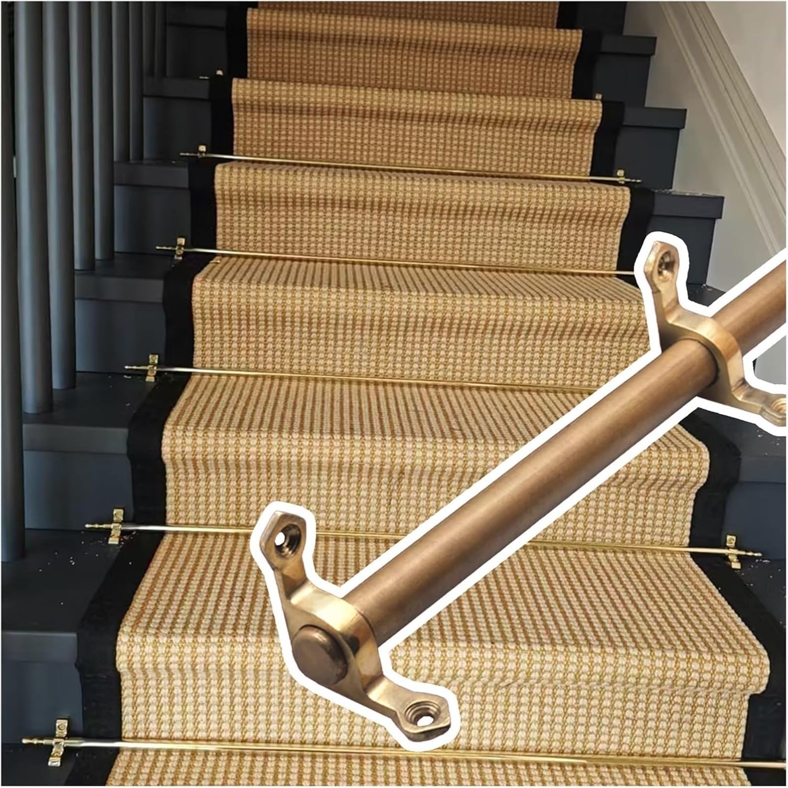 asdchZen Stair Carpet Rod,Customizable 32" Antique Brass Stair Rods, Durable Tubular Design, Easy Installation, Ideal For Carpet Runners, Elegant Home Décor Upgrade,15pcs-102cm(40in)