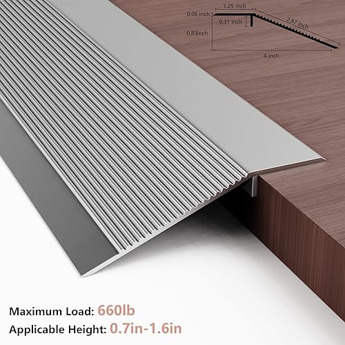 Miniatura 2 de Tira de transición de piso de 4 pulgadas, rampa de umbral de 36 pulgadas, umbrales de puerta exterior de aluminio para acceso de sillas de ruedas,