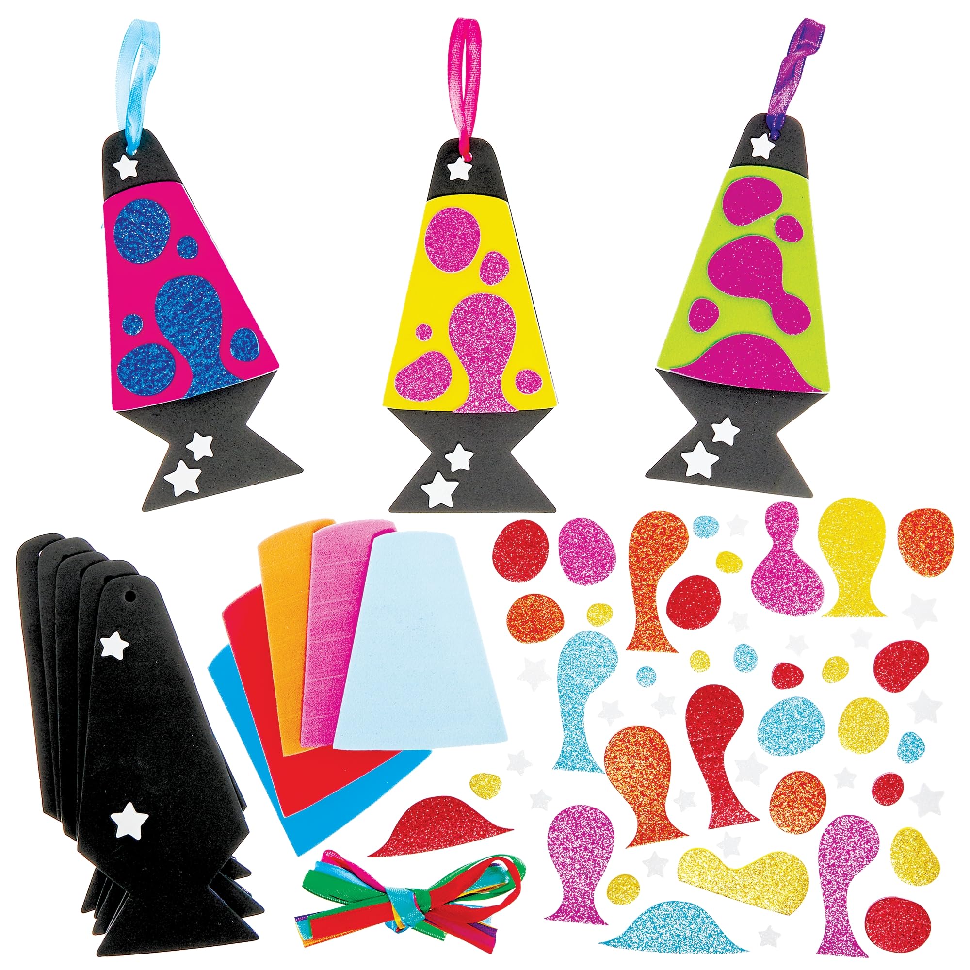 Baker Ross FN572 Lava Lamp Mix & Match Decoration Kits - Pack of 8, Foam Arts and Crafts Decoration Kits for Kids