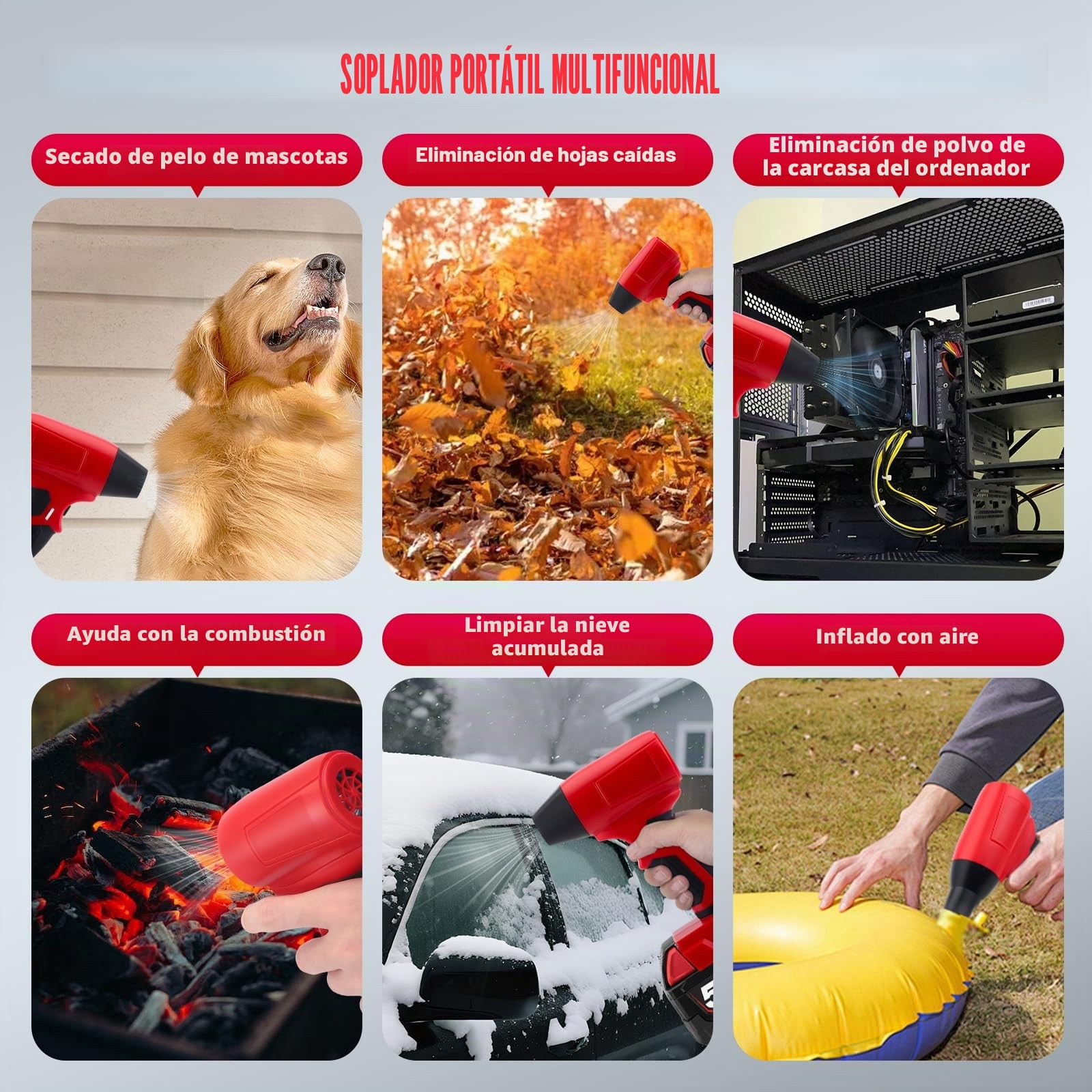 Soplador de Hojas sin escobillas, regulación de Velocidad sin Niveles, soplador de Polvo para batería Milwauke de 18 V, Jet Dry Turbo Fan Blower para Hojas, Limpieza y Taller (sin batería)