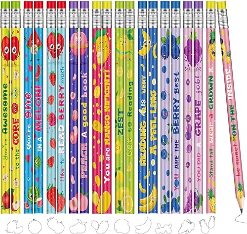 PerKoop 200 lápices inspiradores perfumados a granel, lápiz de grafito con borrador, lápices motivacionales de madera con aroma afrutado para niños,